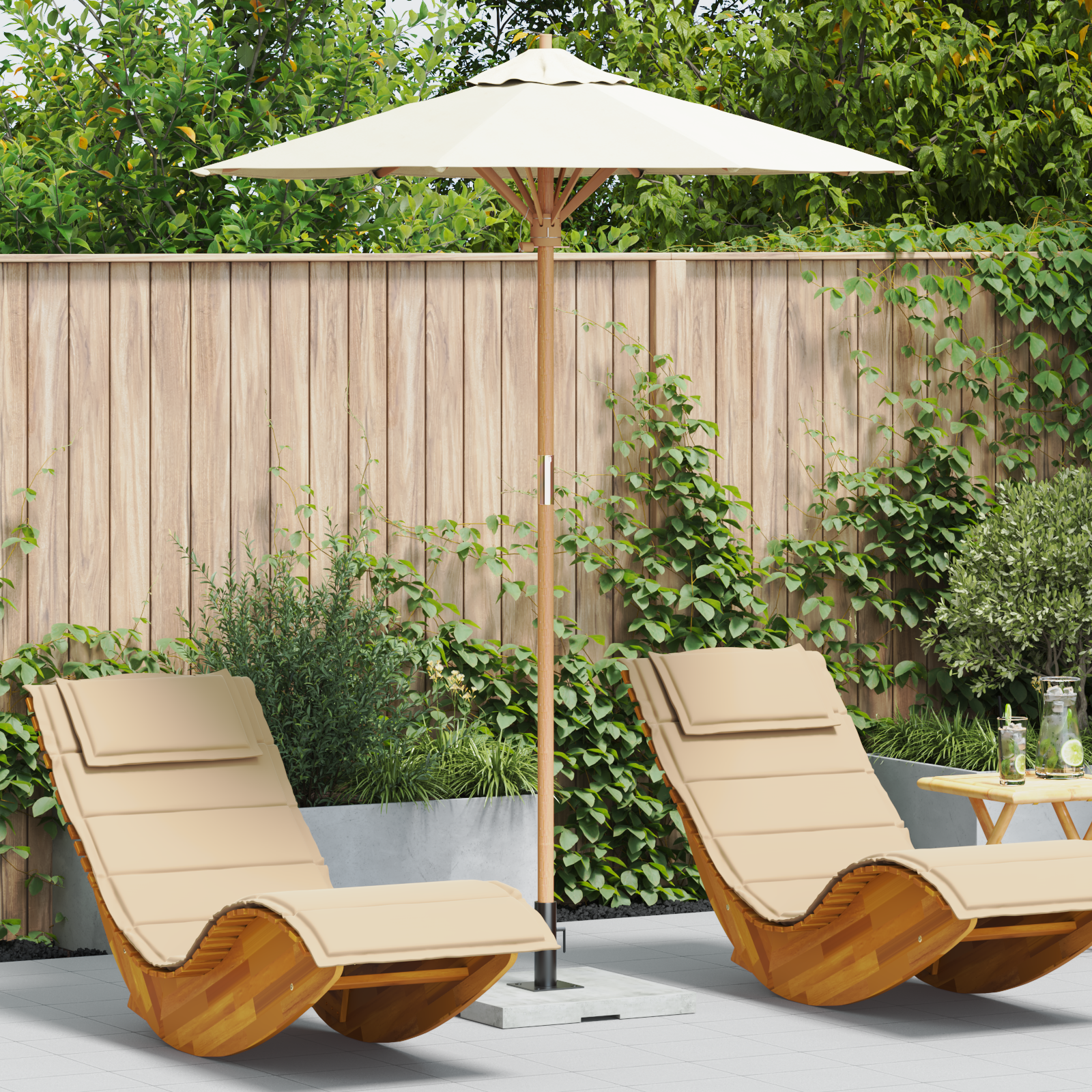 Umbrelă de grădină crem alb 180x230 cm Bambus GartenMobel Dekor