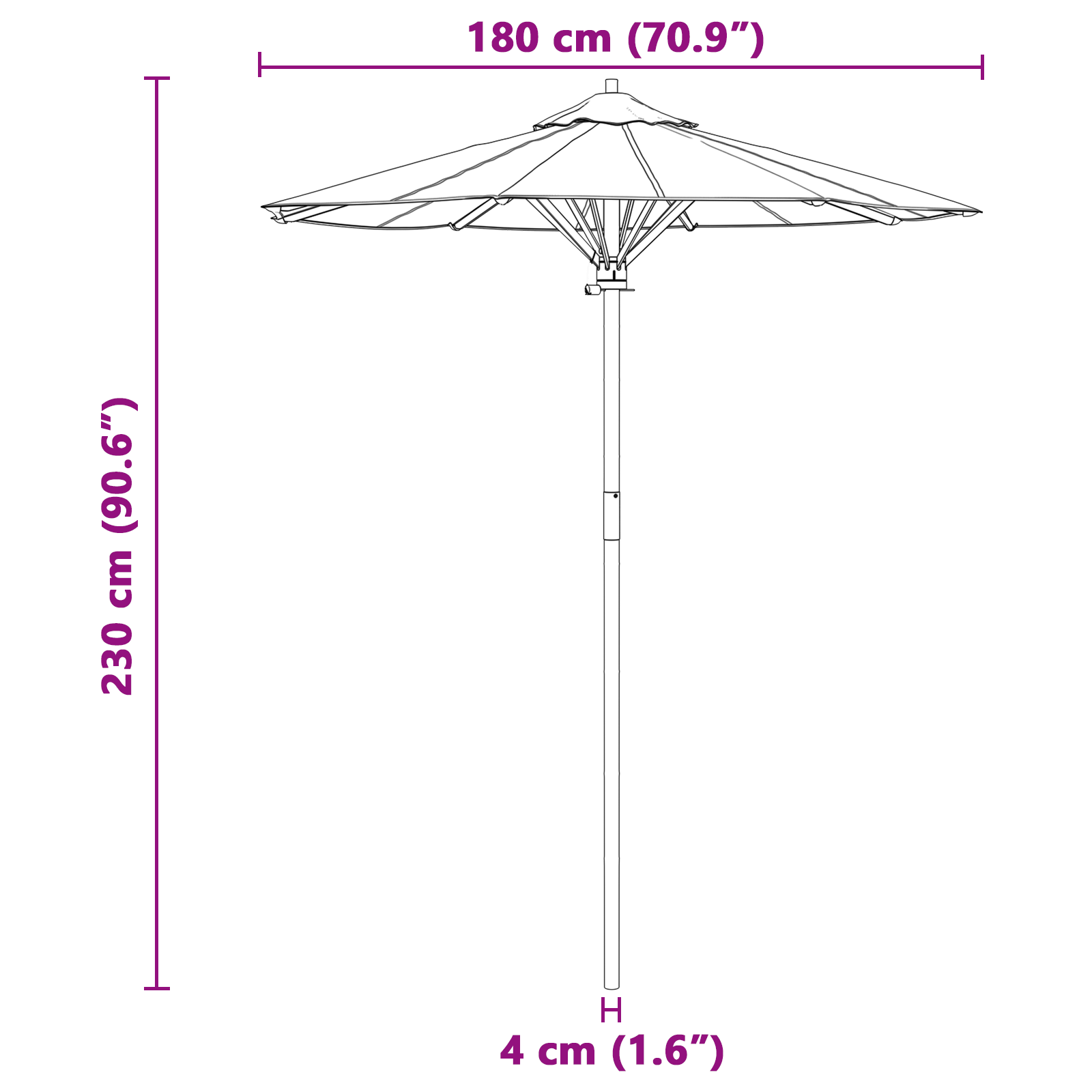 Umbrelă de grădină crem alb 180x230 cm Bambus GartenMobel Dekor
