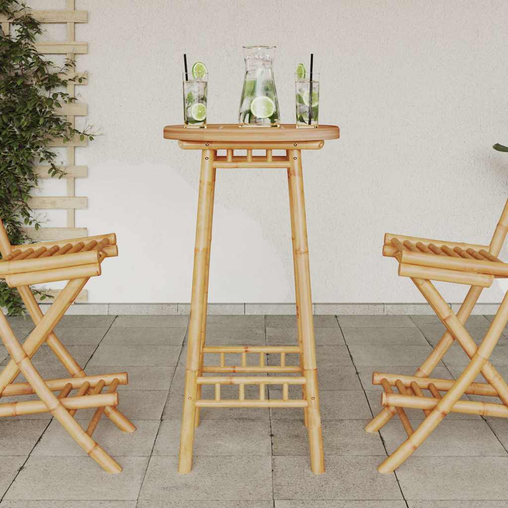 Masă de bar pentru exterior rotundă Ø55x100 cm din bambus GartenMobel Dekor