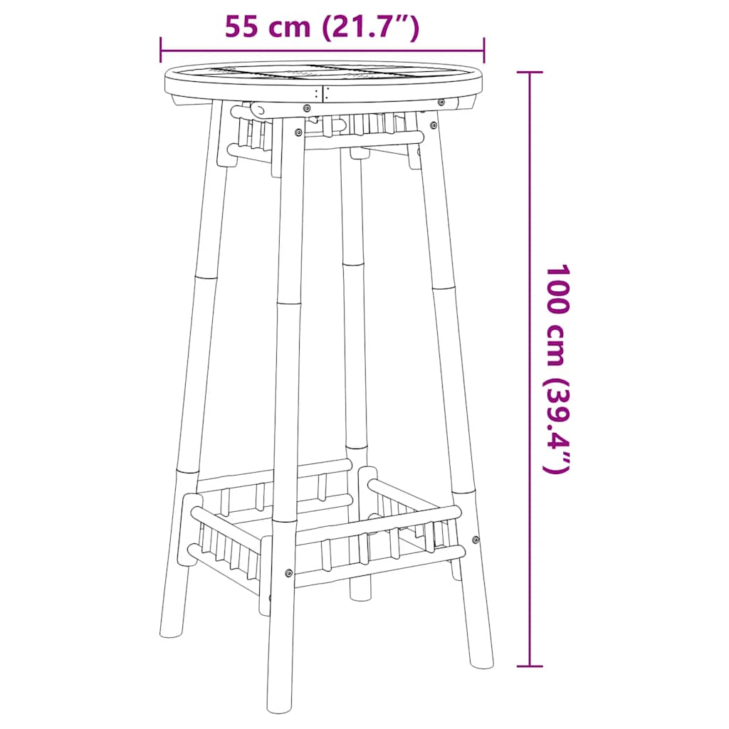 Masă de bar pentru exterior rotundă Ø55x100 cm din bambus GartenMobel Dekor