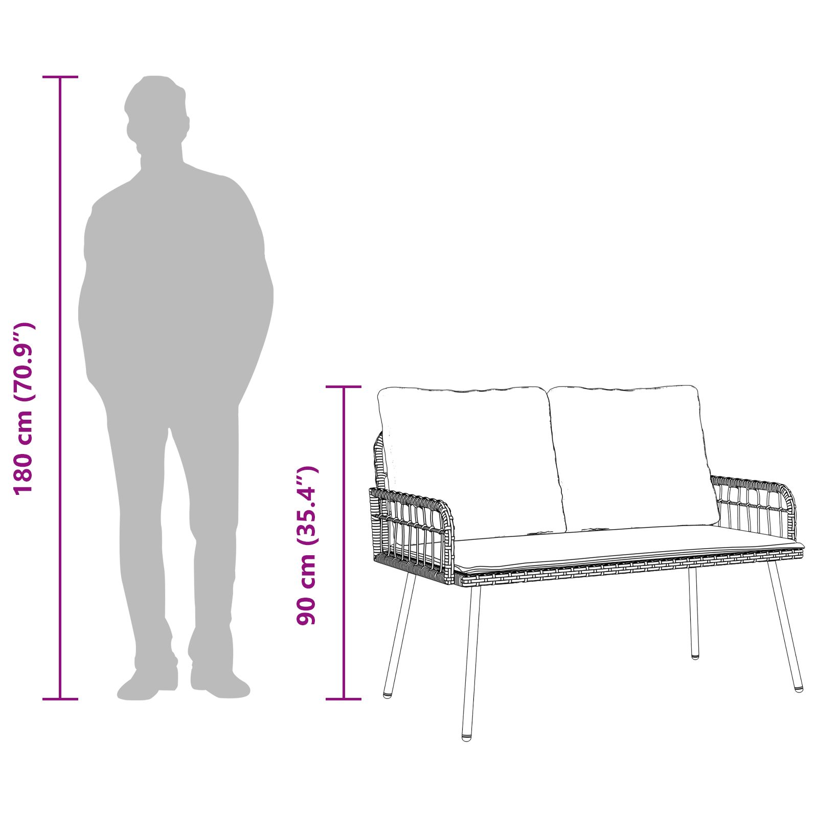 bancă de grădină  Negru 114x64x78 cm Poliratan GartenMobel Dekor