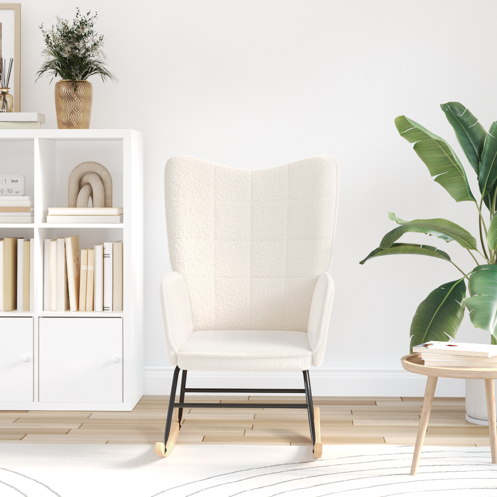 Scaun Relaxant  Crem din țesătură asemănătoare lânii GartenMobel Dekor