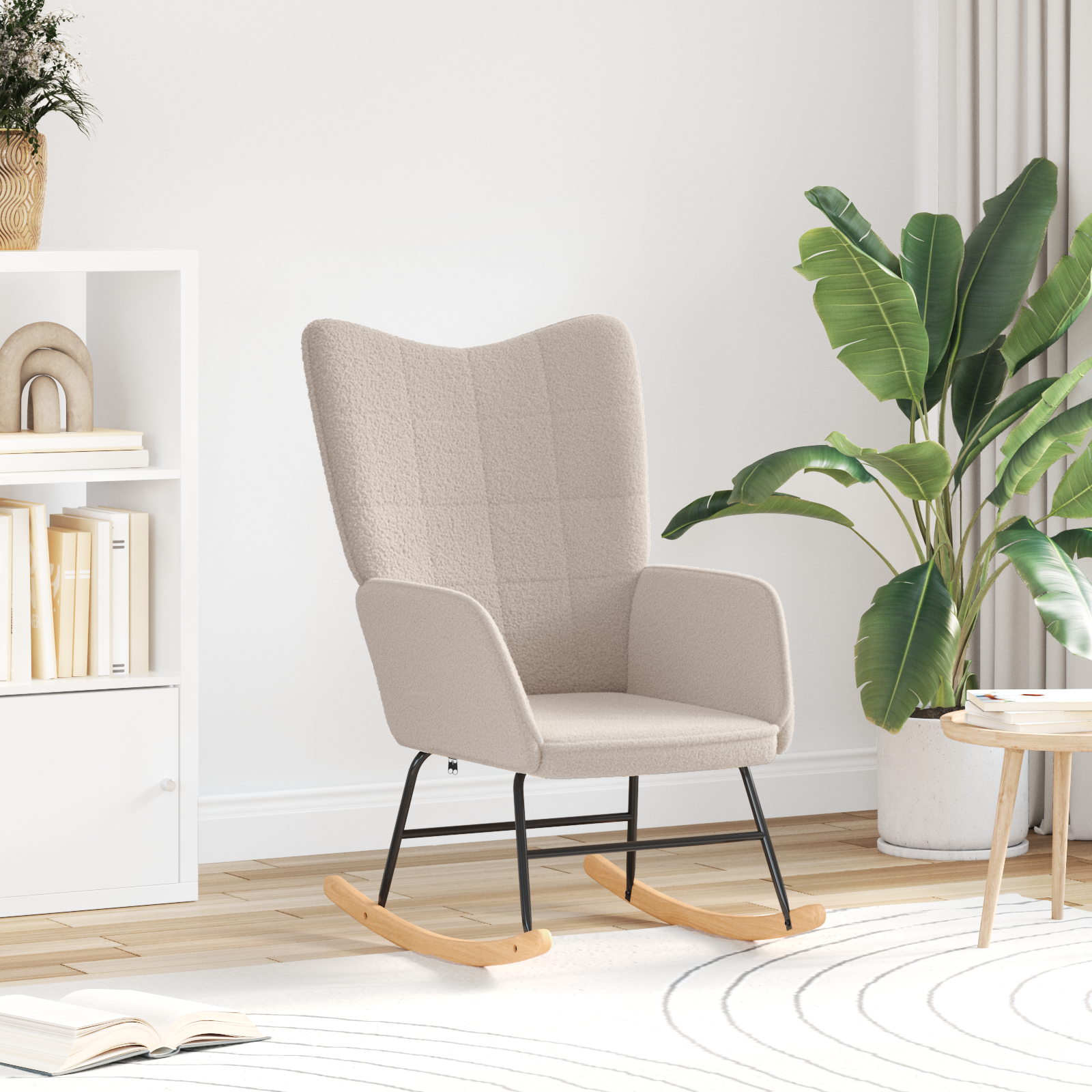 Scaun relaxant  Gri deschis din țesătură curly similară lânii GartenMobel Dekor