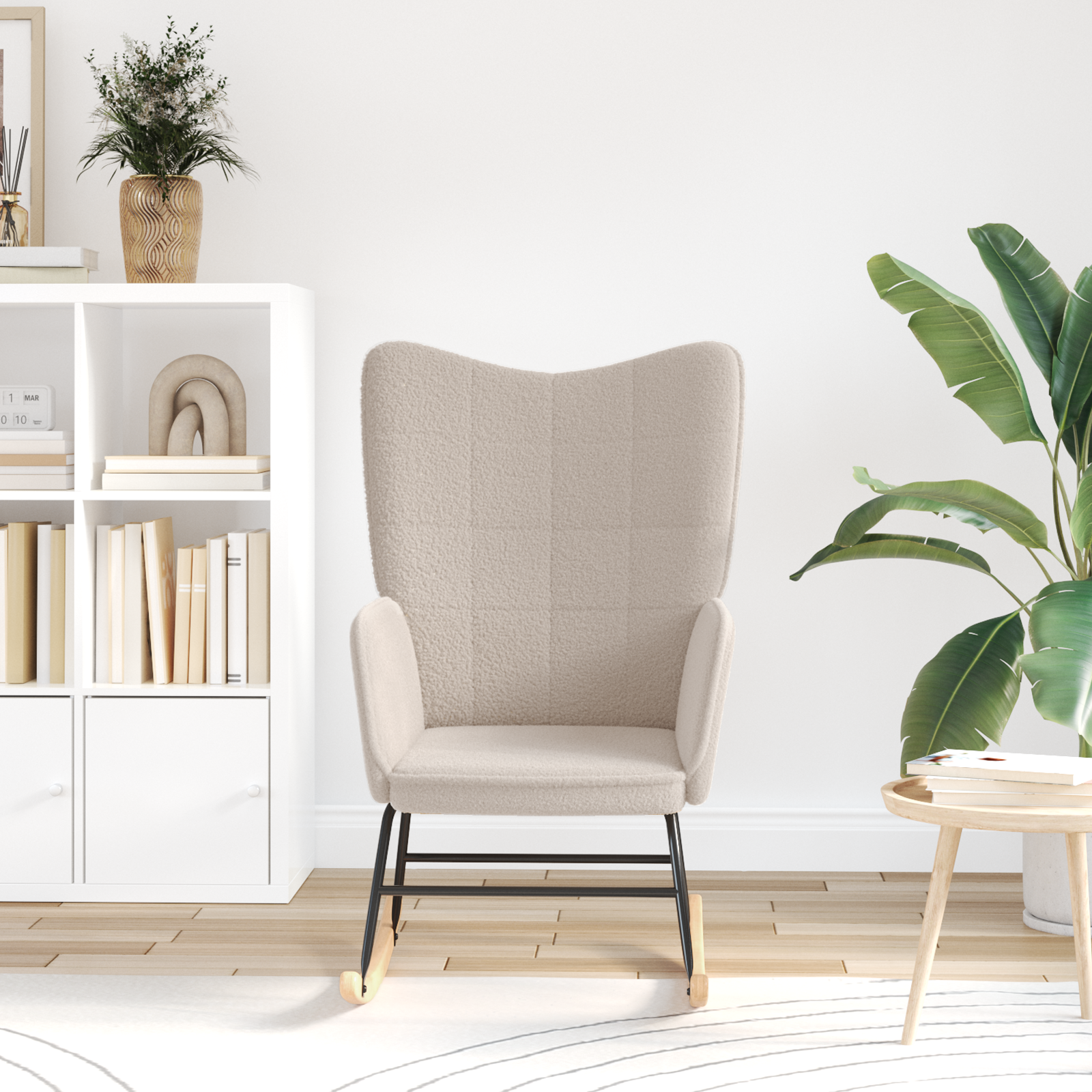 Scaun relaxant  Gri deschis din țesătură curly similară lânii GartenMobel Dekor