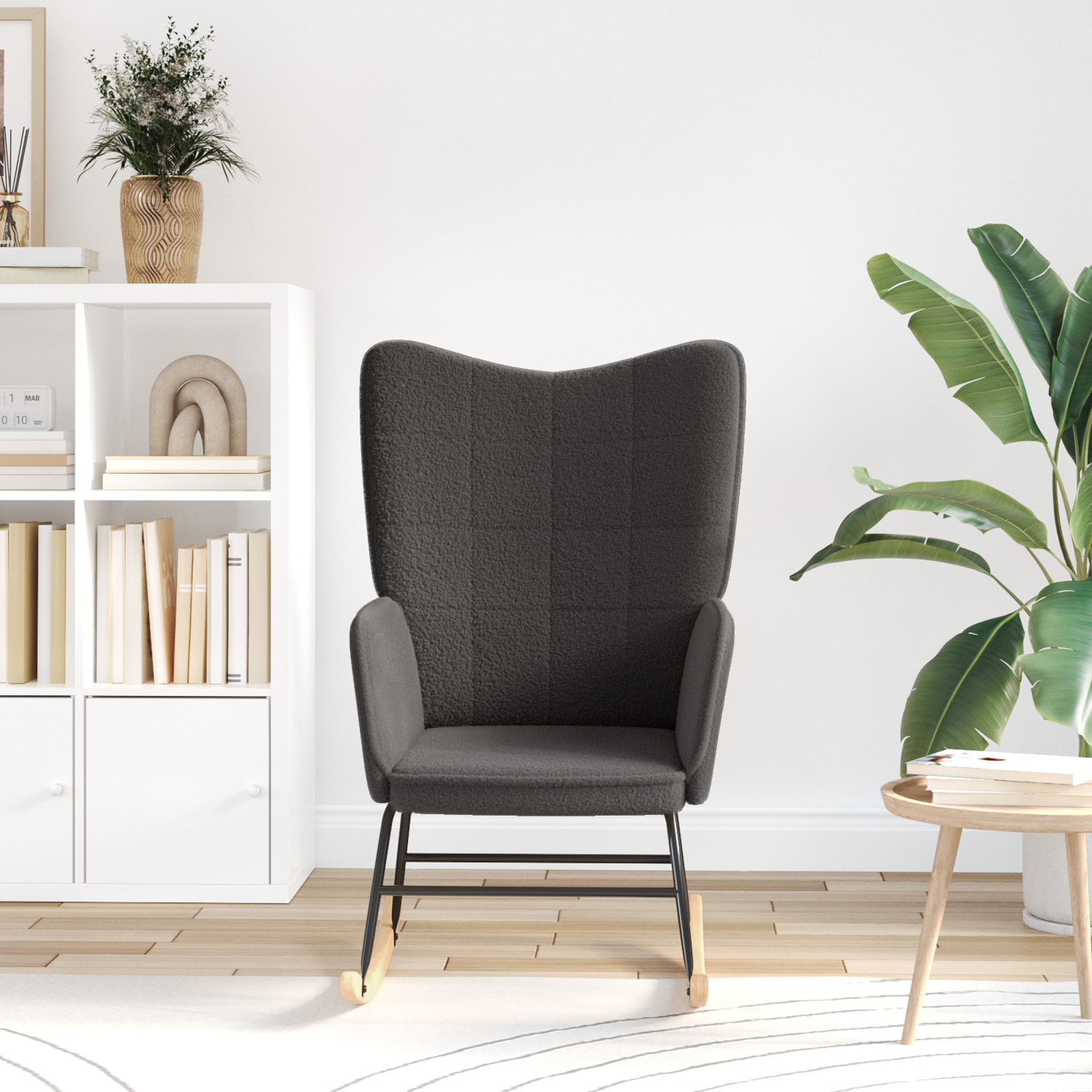 Scaun relaxant  gri închis din fibră de lână GartenMobel Dekor