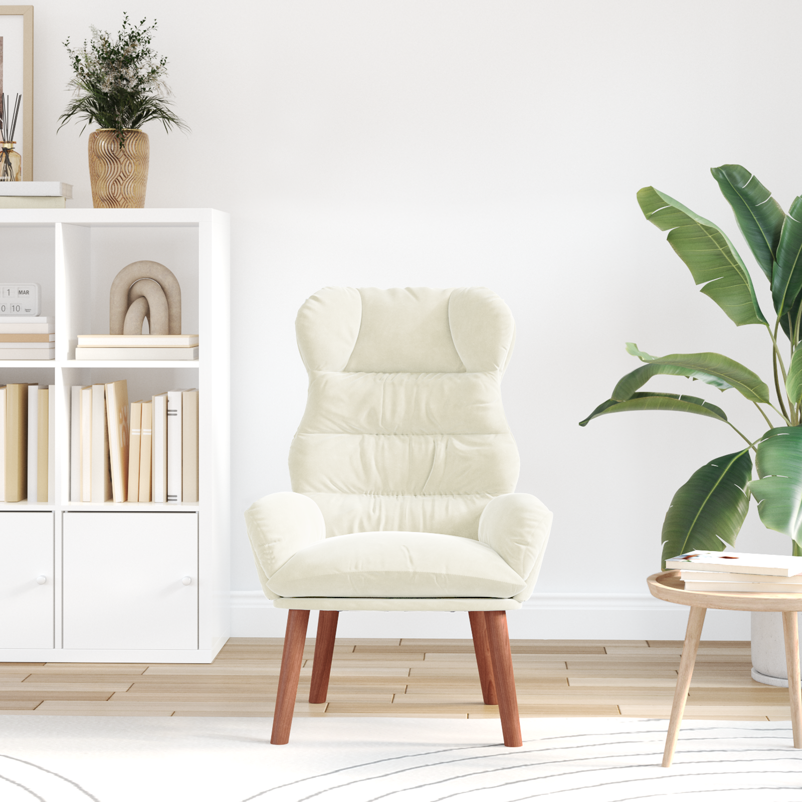 Fotoliu Relaxant din Catifea Crem GartenMobel Dekor