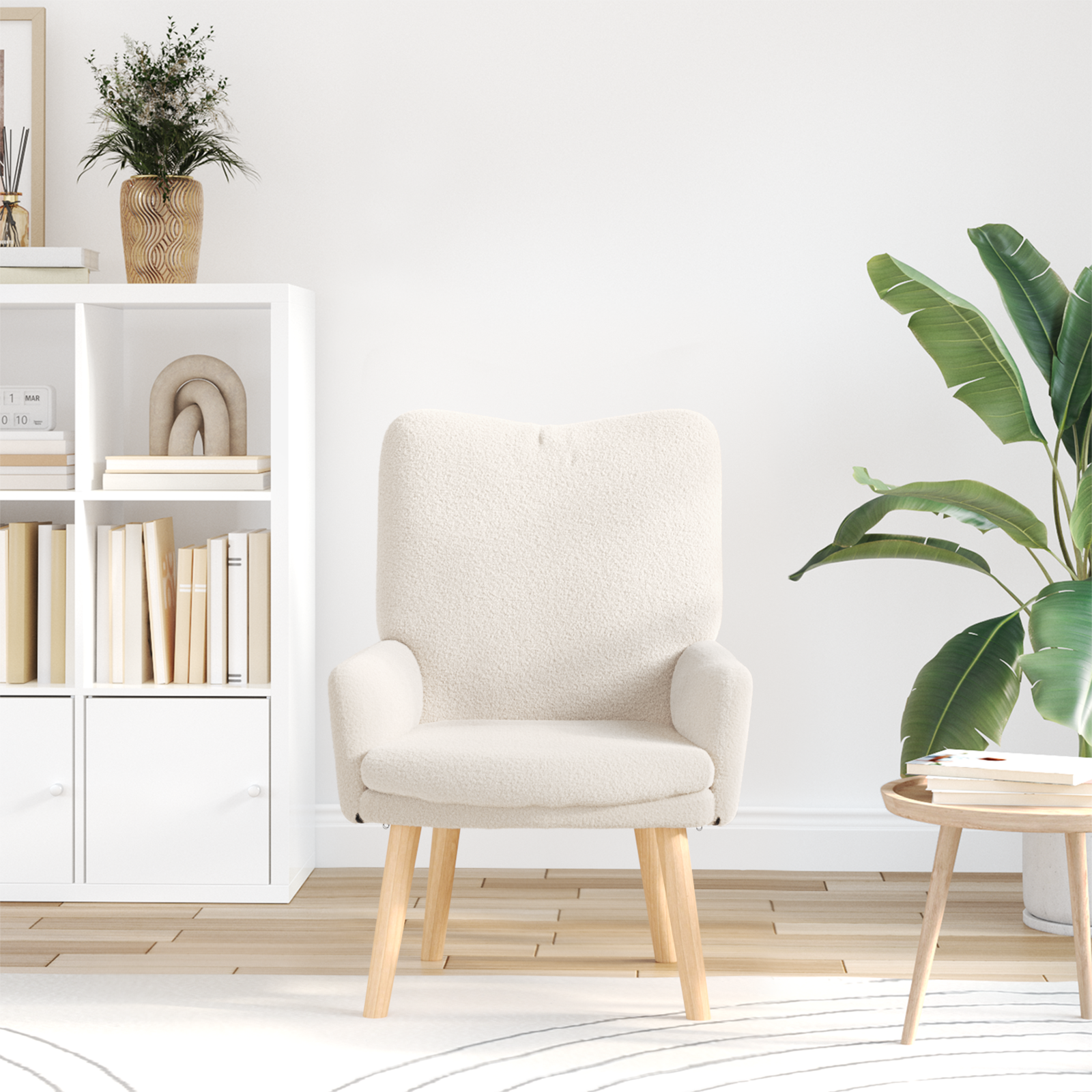 Fotoliu relaxant  din material asemănător lânii cremoase GartenMobel Dekor