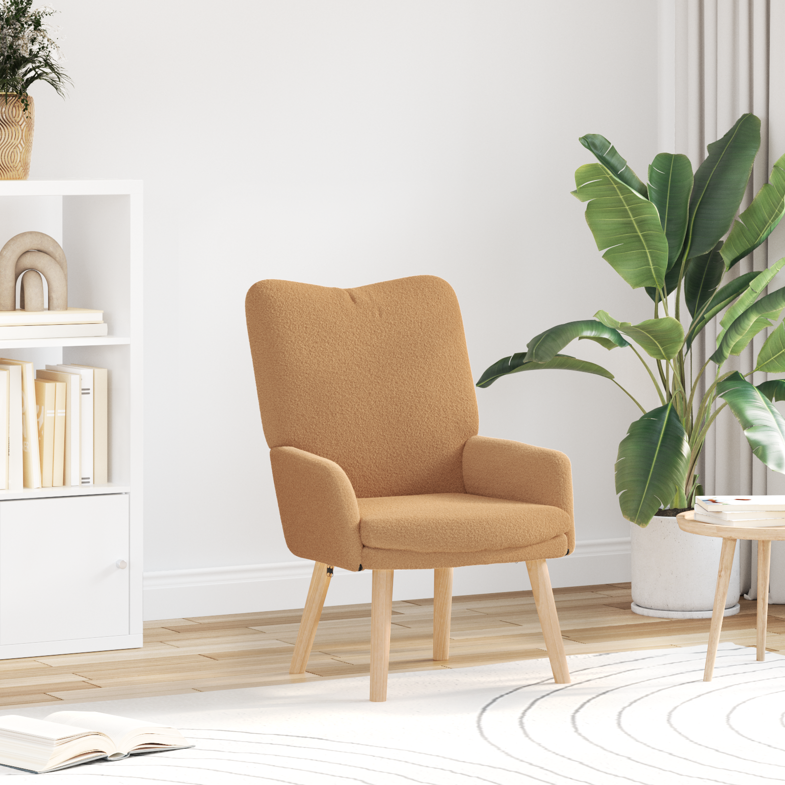 Scaun Relaxant  Bej din Fabrică cu Aspect de Lână Curling GartenMobel Dekor