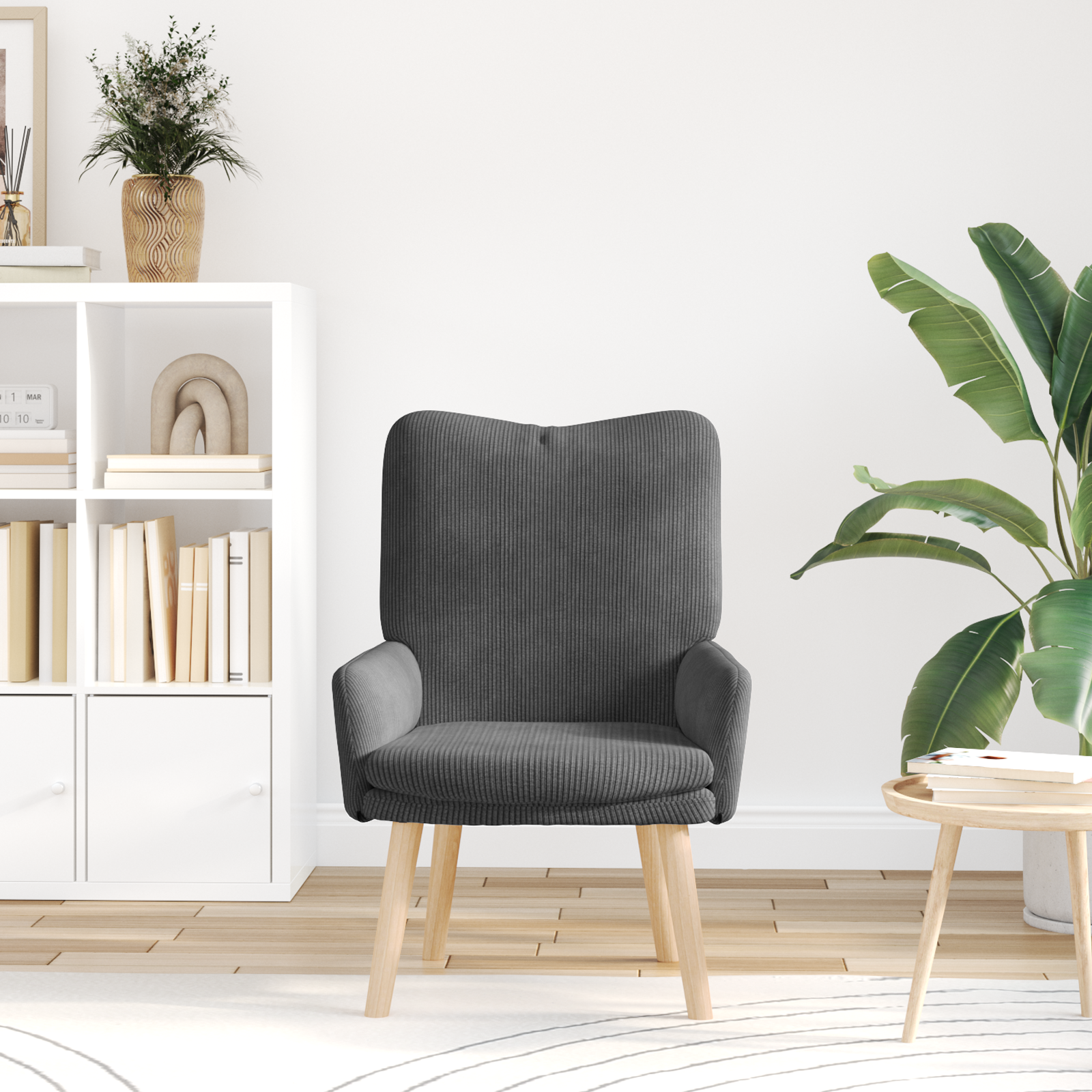 Scaun de relaxare  gri închis din țesătură corduroy GartenMobel Dekor