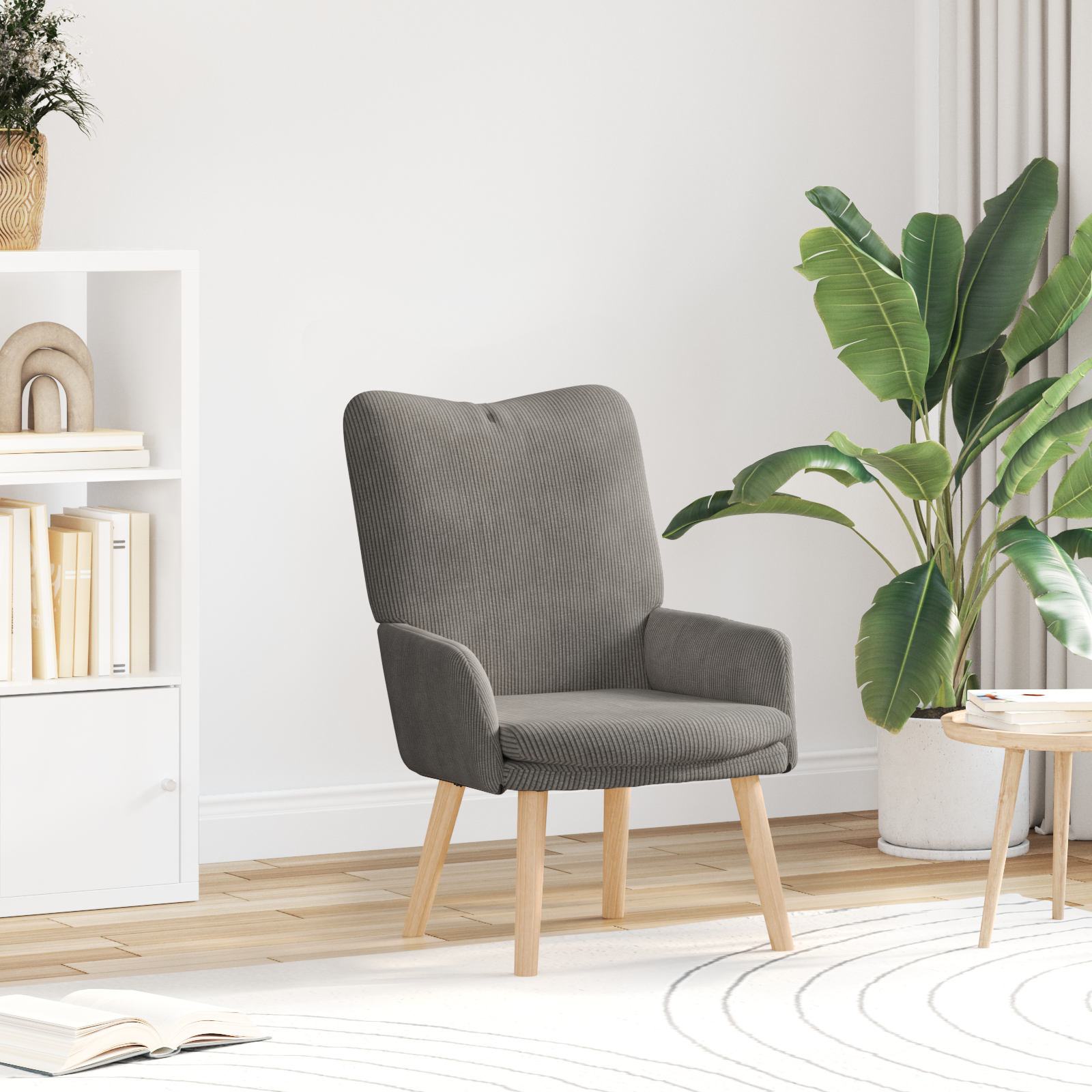 Scaun relaxant  Gri deschis din țesătură de corduroy GartenMobel Dekor