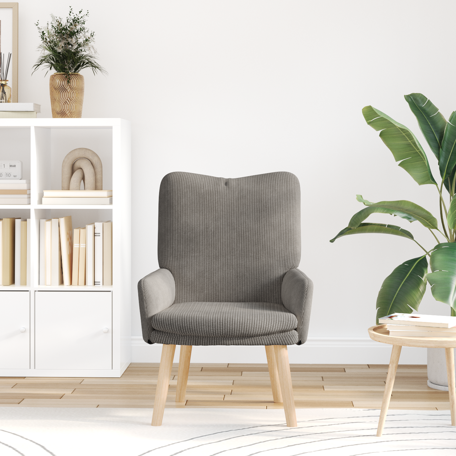 Scaun relaxant  Gri deschis din țesătură de corduroy GartenMobel Dekor