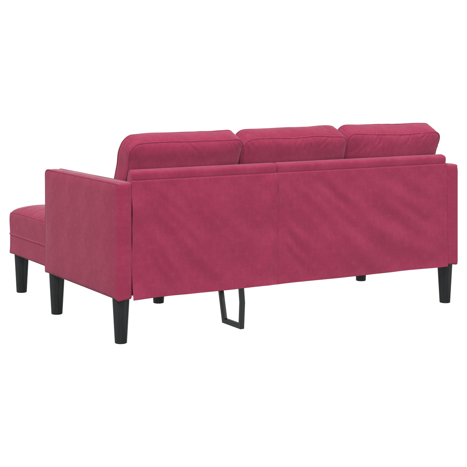 Canapea 3 locuri cu șezlong de tip L, Vin Roșu, 160 cm Catifea GartenMobel Dekor