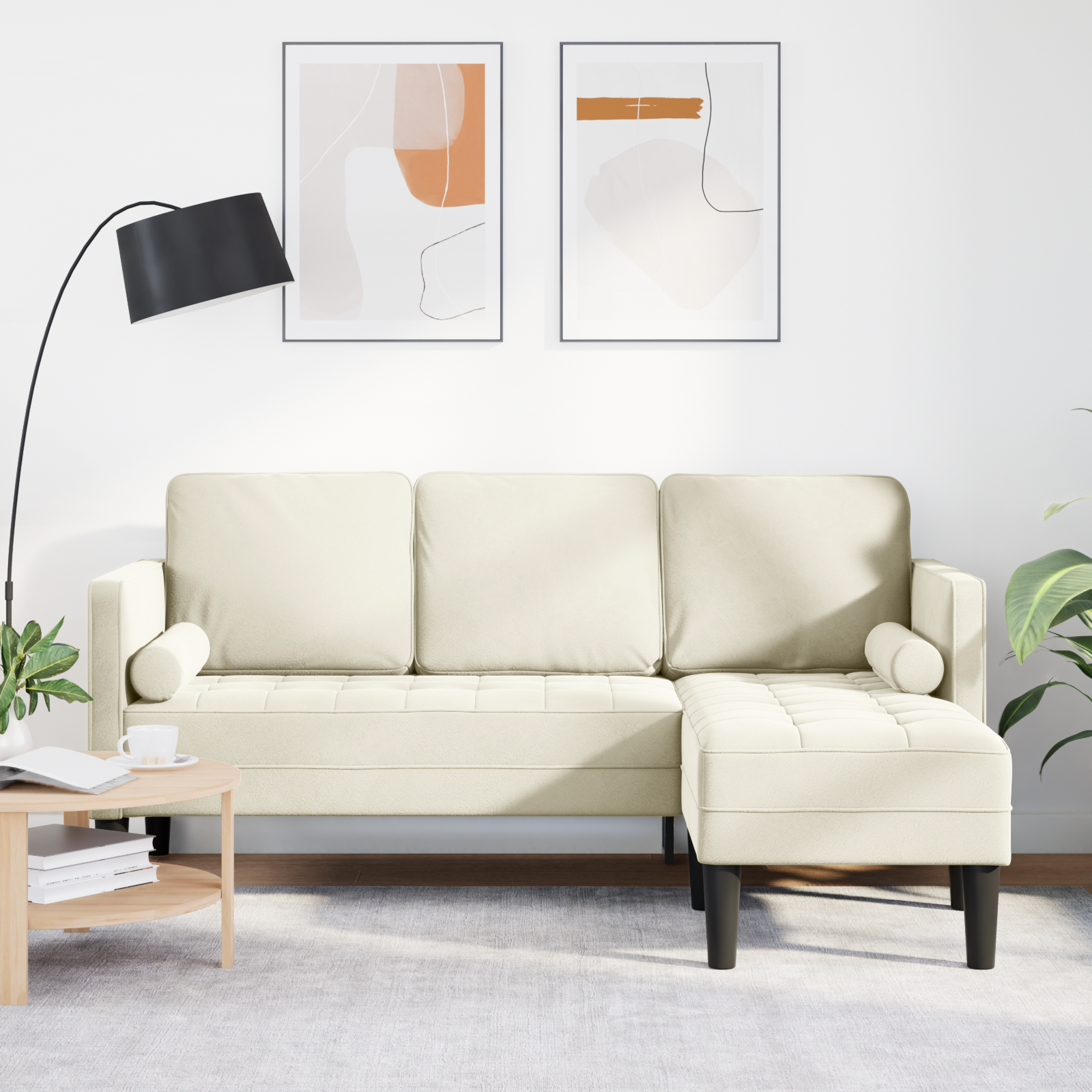 Canapea L Crem 173x131x67 cm Catifea GartenMobel Dekor