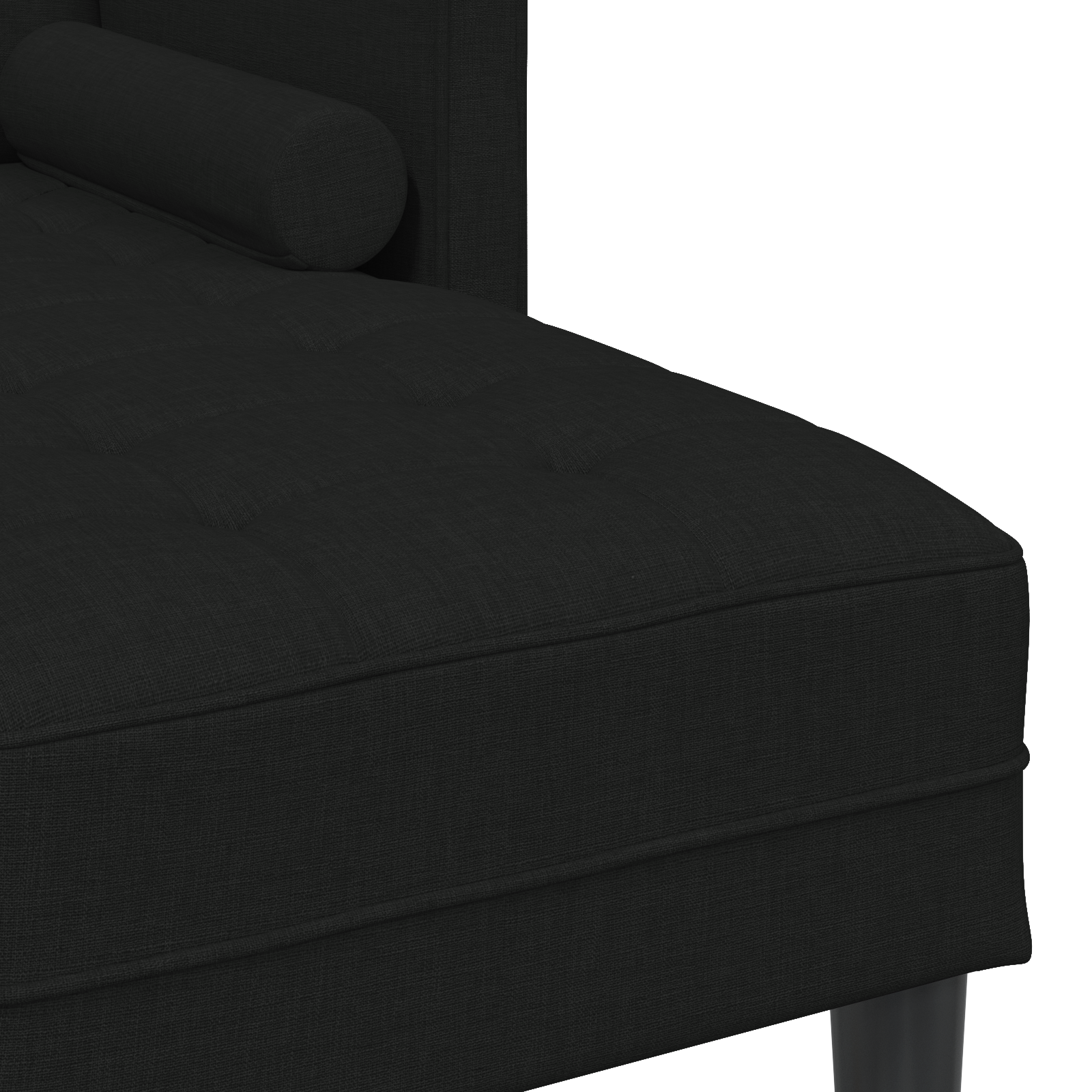 Canapea L cu 3 locuri Neagră 160 cm Textil GartenMobel Dekor