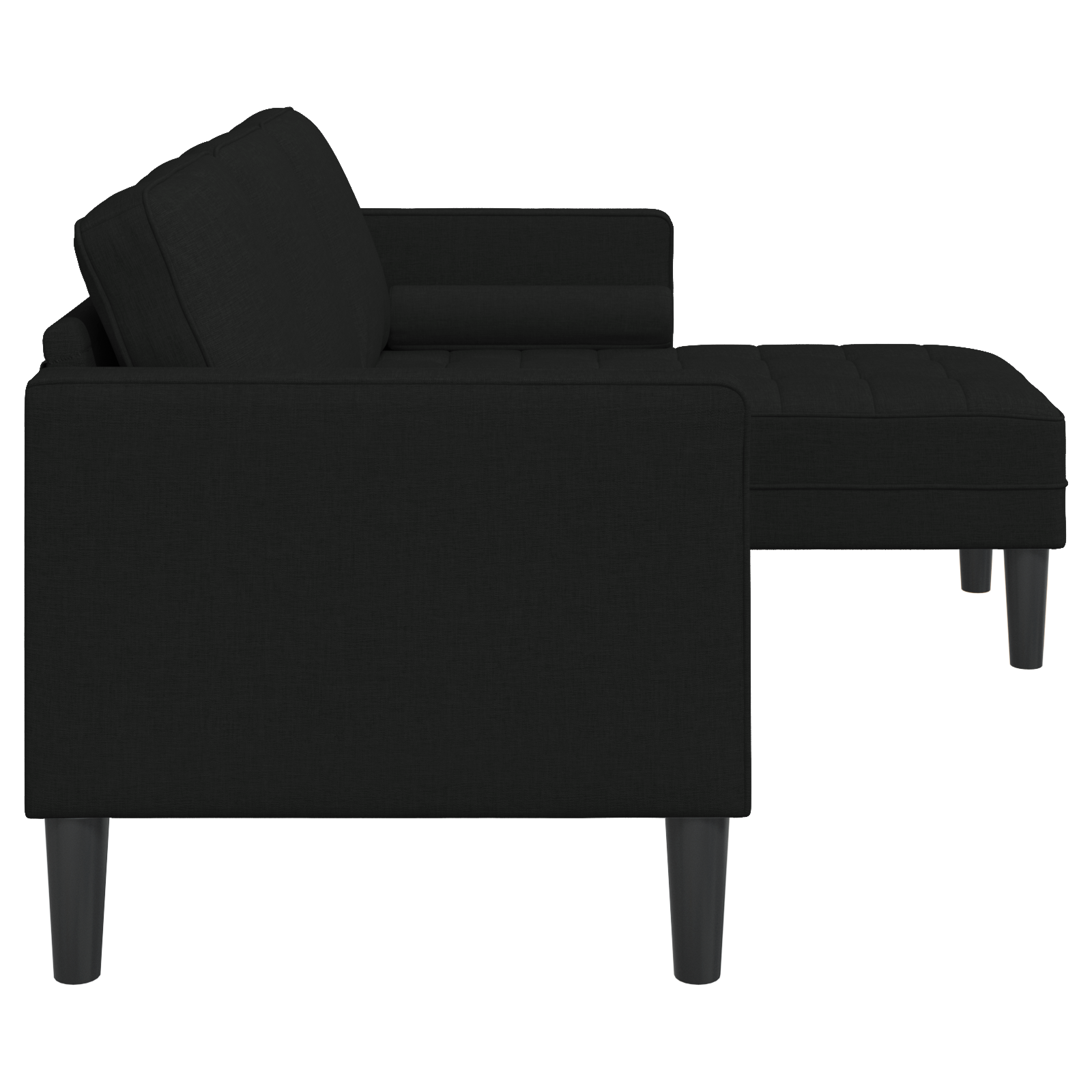Canapea L cu 3 locuri Neagră 160 cm Textil GartenMobel Dekor