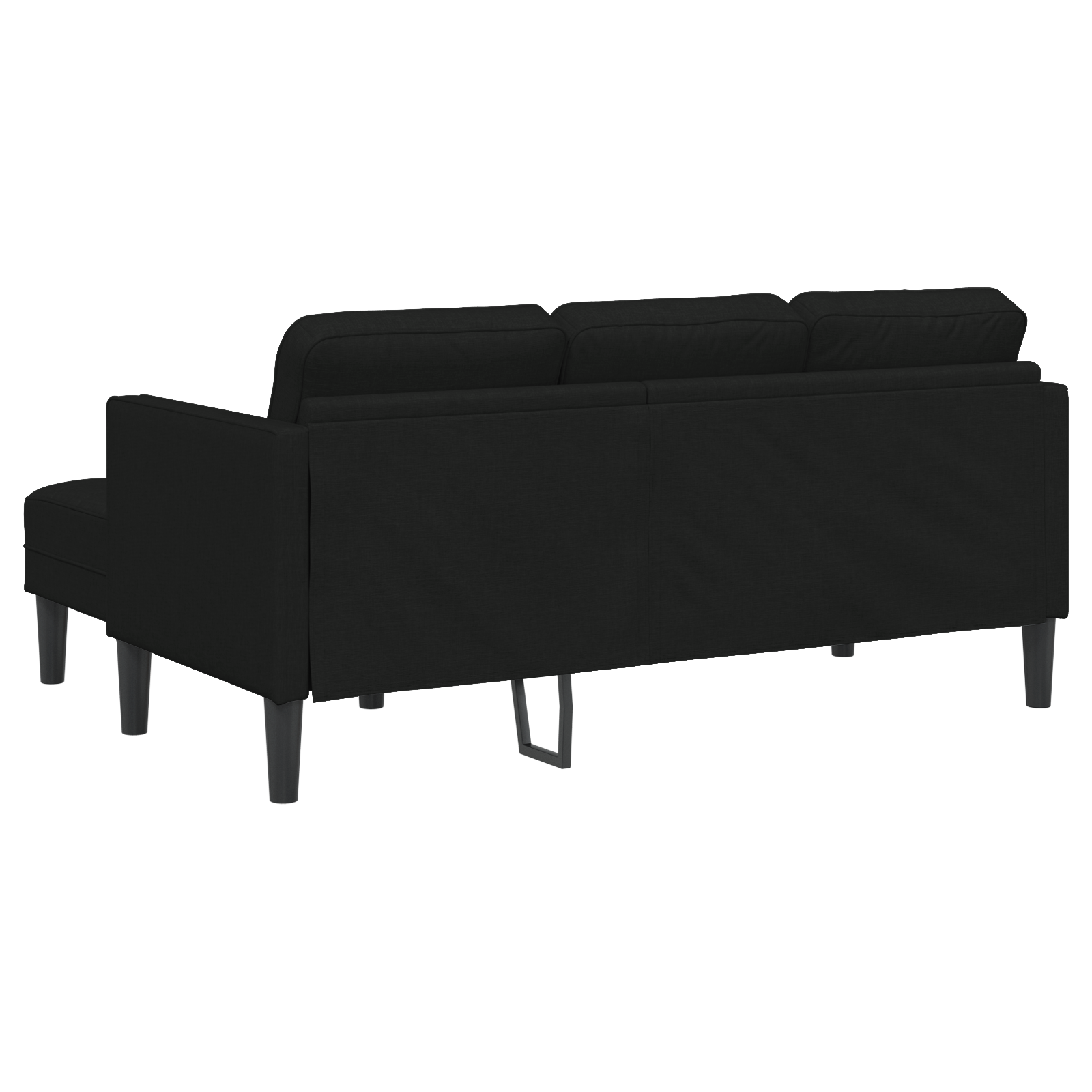 Canapea L cu 3 locuri Neagră 160 cm Textil GartenMobel Dekor