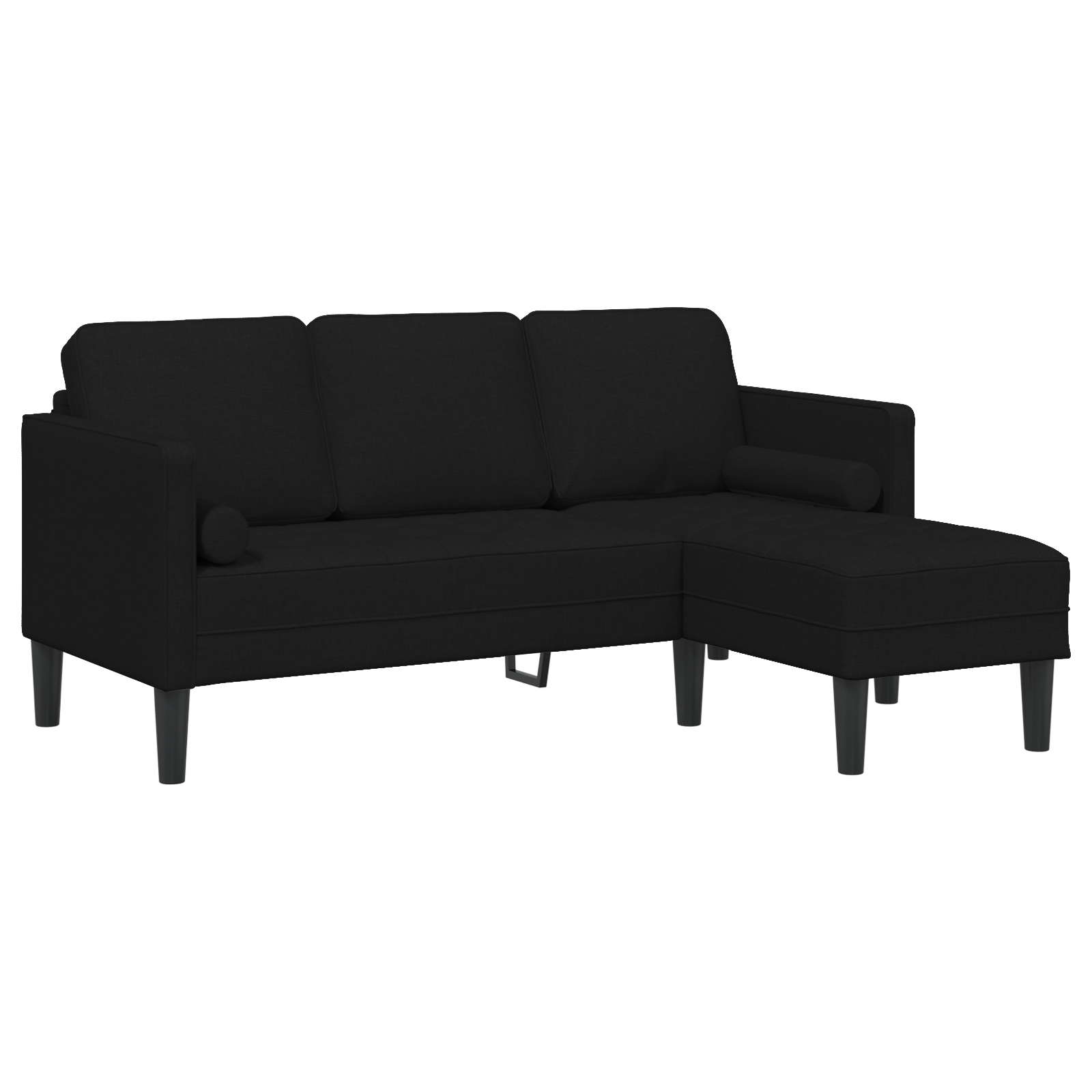 Canapea L cu 3 locuri Neagră 160 cm Textil GartenMobel Dekor