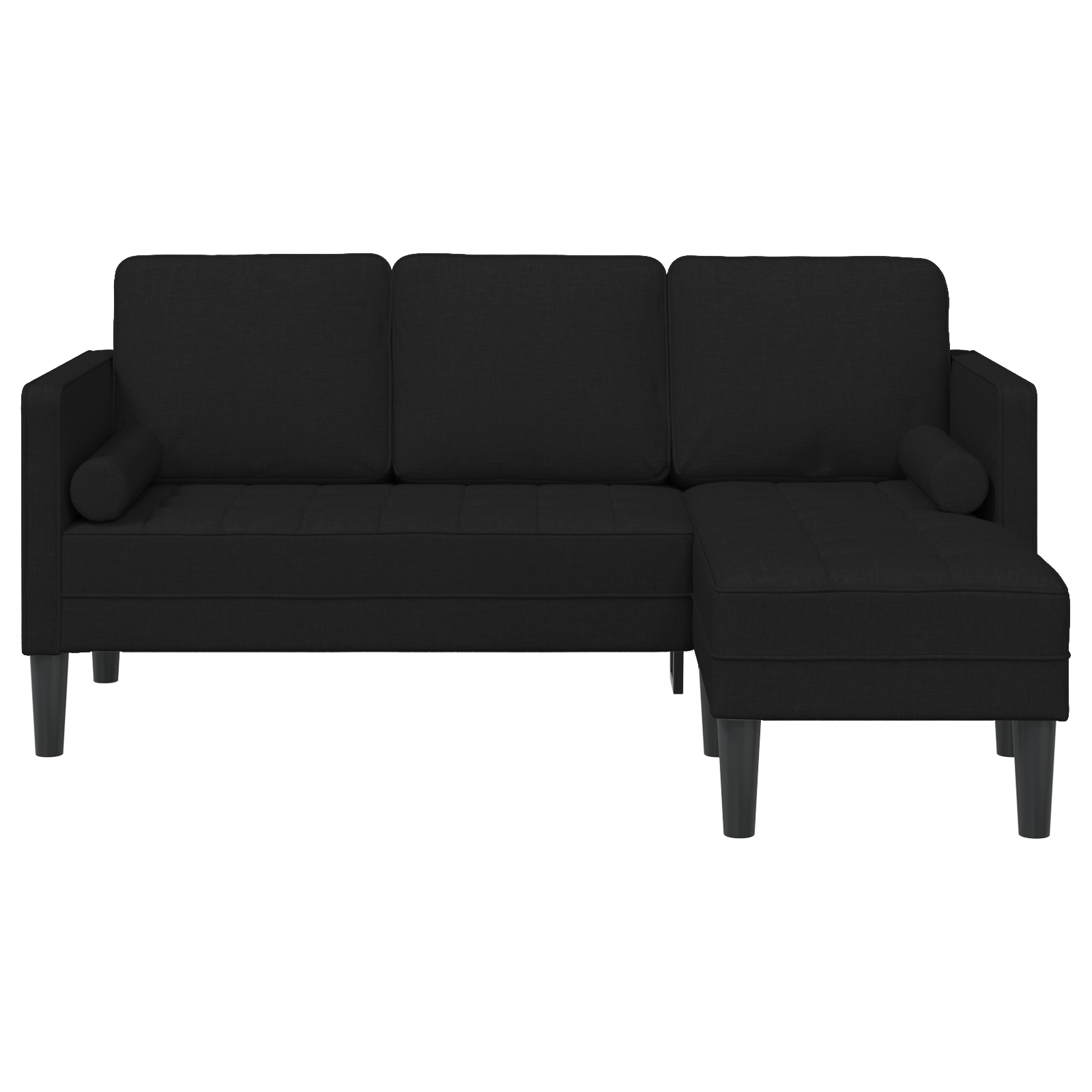 Canapea L cu 3 locuri Neagră 160 cm Textil GartenMobel Dekor