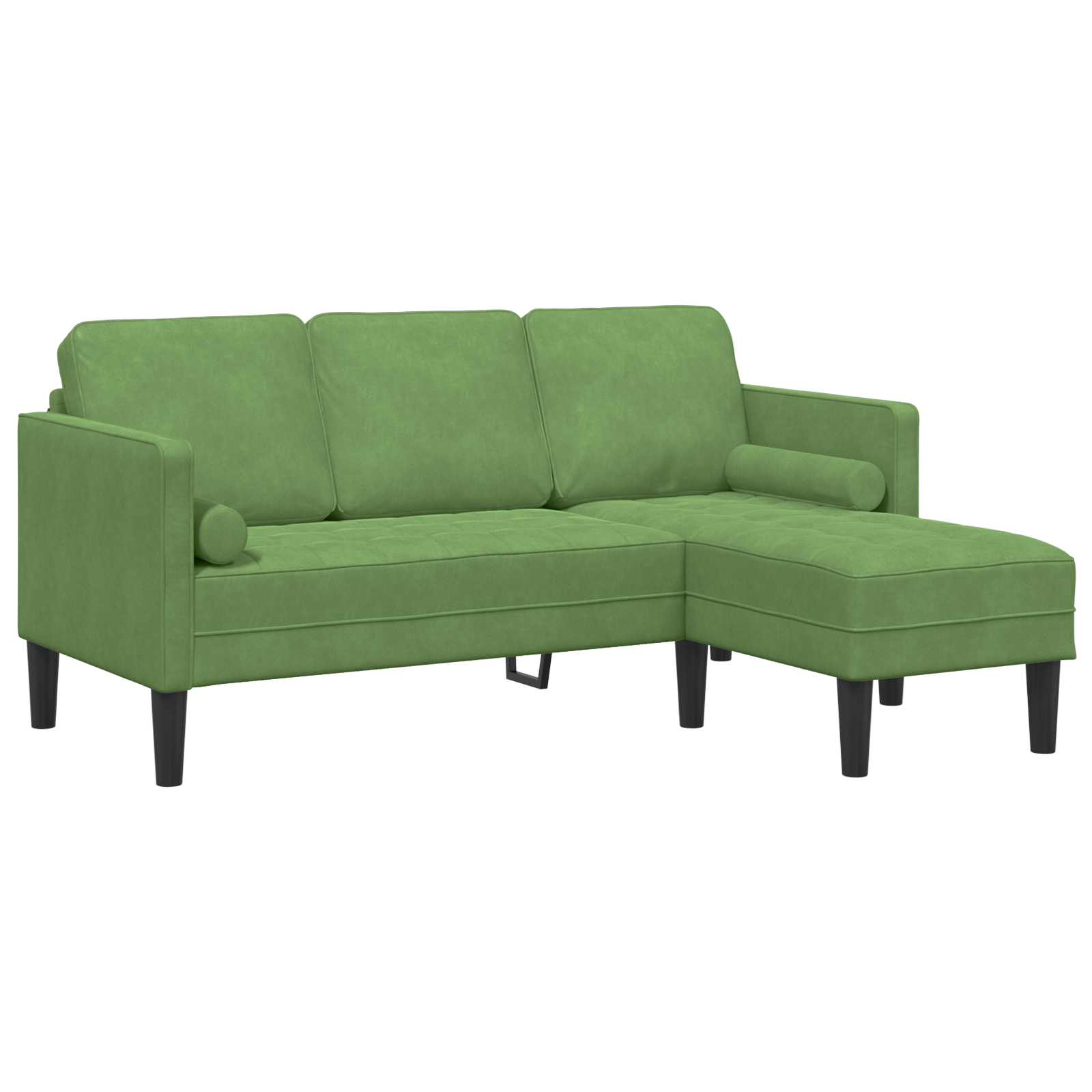 Canapea cu 3 locuri și chaise L, verde deschis, 160 cm, catifea GartenMobel Dekor