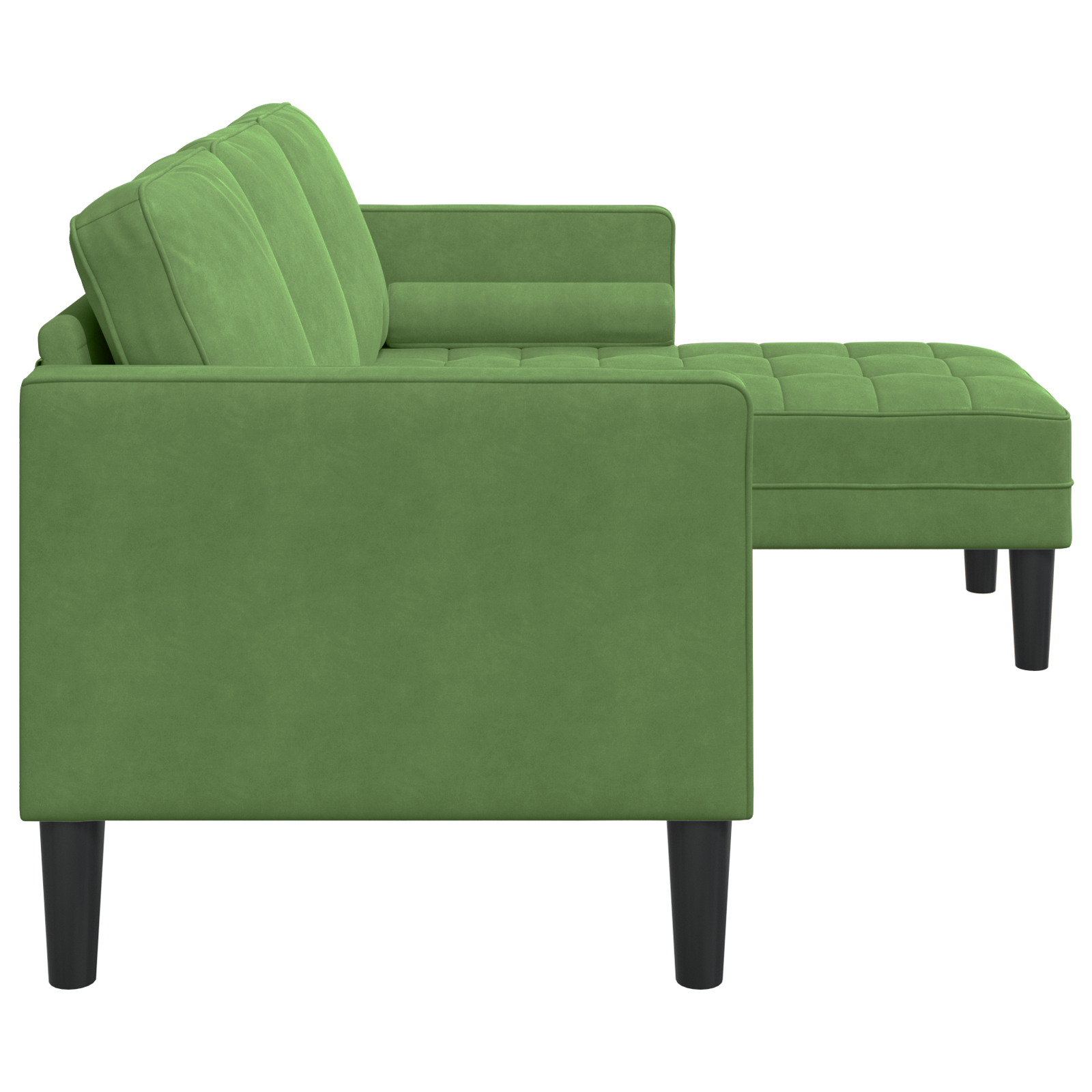Canapea cu 3 locuri și chaise L, verde deschis, 160 cm, catifea GartenMobel Dekor