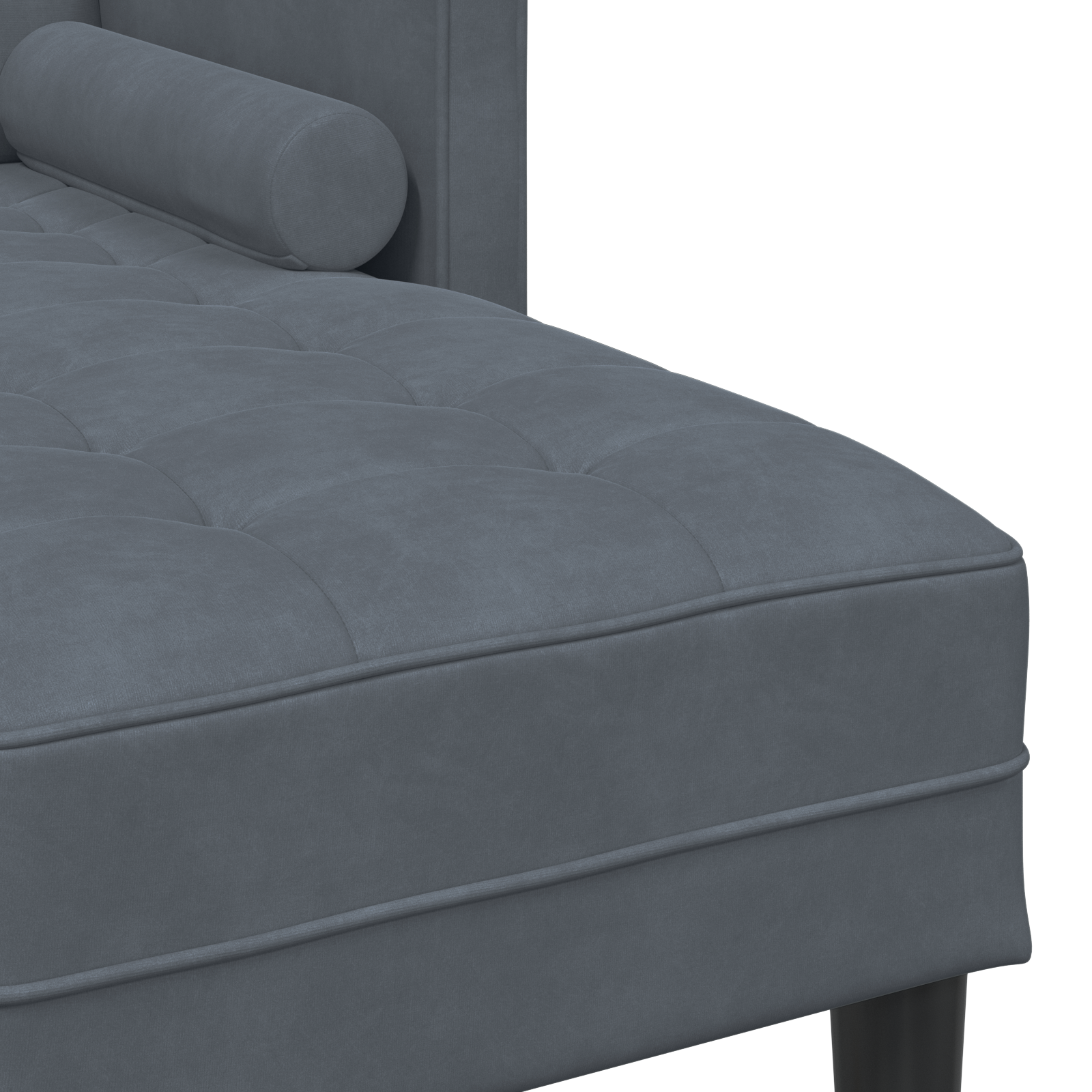Sofa cu 3 locuri cu șezlong în formă de L gri închis 160 cm din catifea GartenMobel Dekor