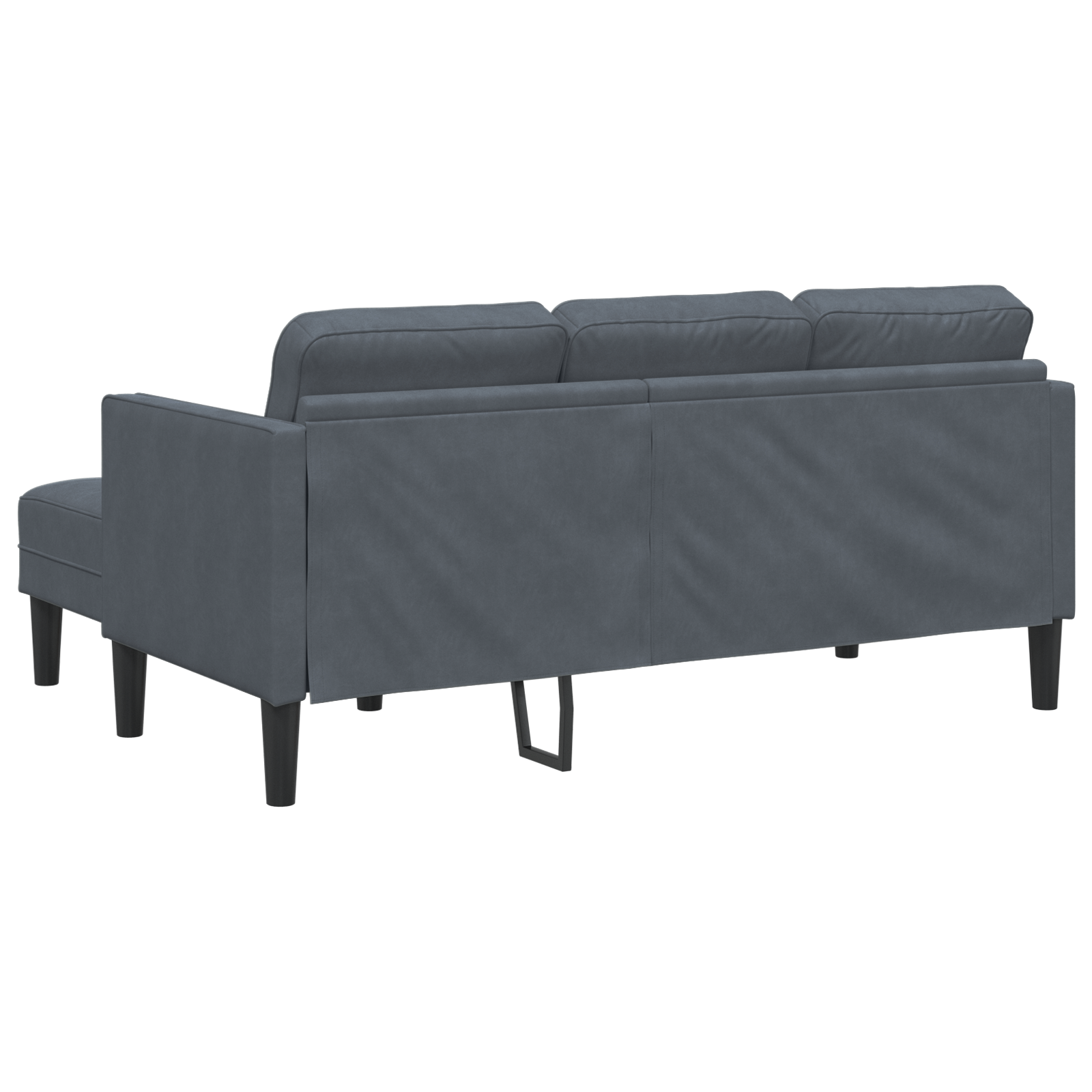 Sofa cu 3 locuri cu șezlong în formă de L gri închis 160 cm din catifea GartenMobel Dekor