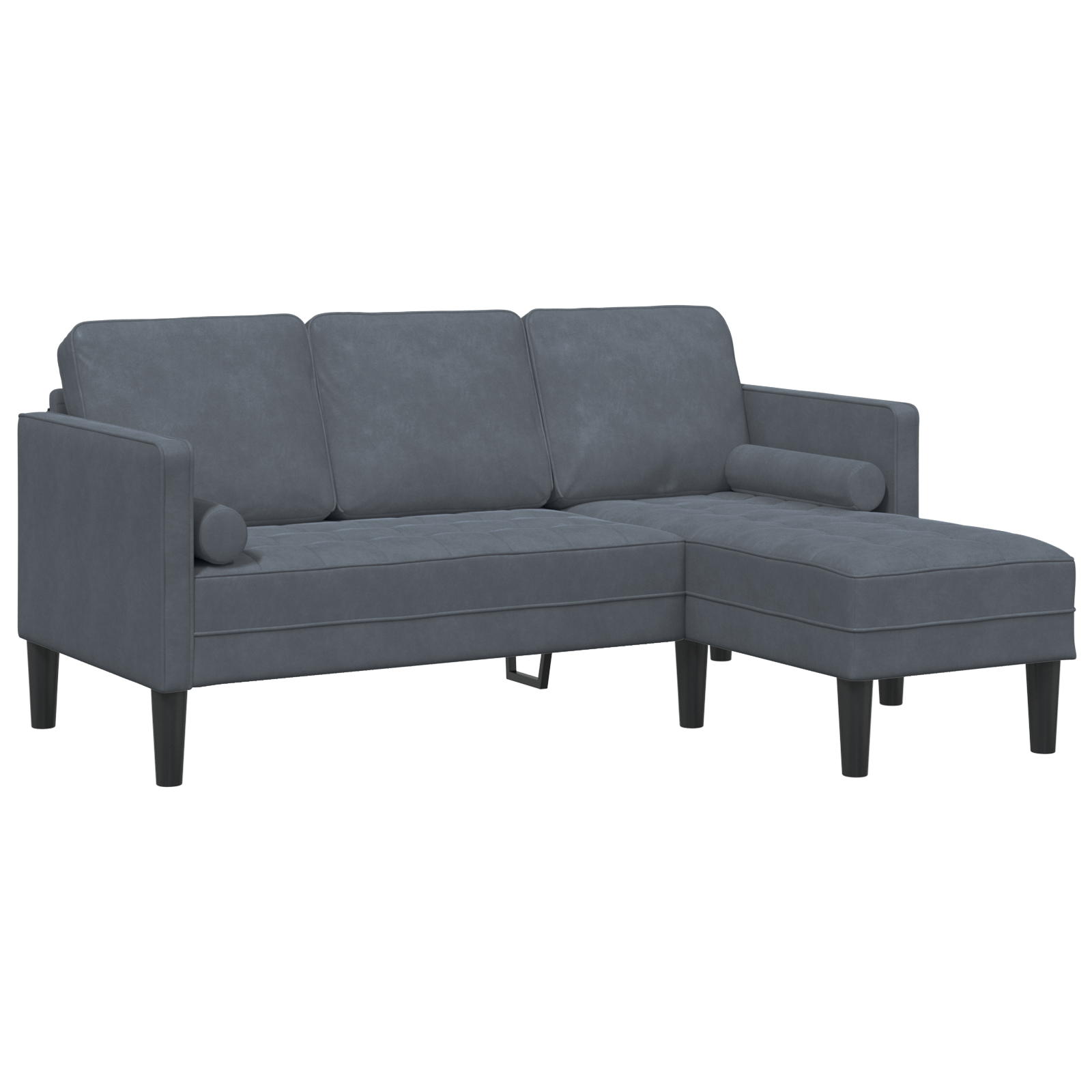 Sofa cu 3 locuri cu șezlong în formă de L gri închis 160 cm din catifea GartenMobel Dekor