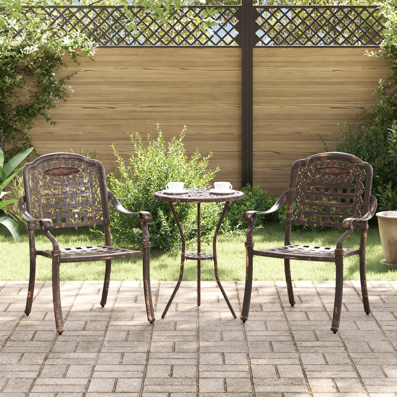 Scaune de grădină  2 bucăți din aluminiu turnat bronzat GartenMobel Dekor
