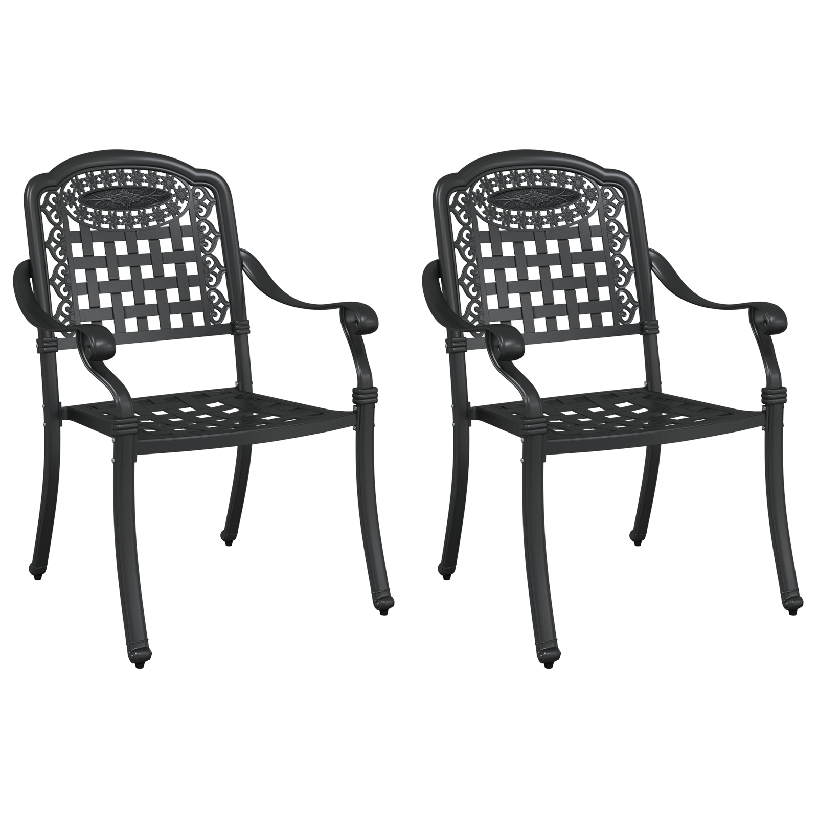 Set de 2 scaune de grădină  - Negru, din fontă și aluminiu GartenMobel Dekor