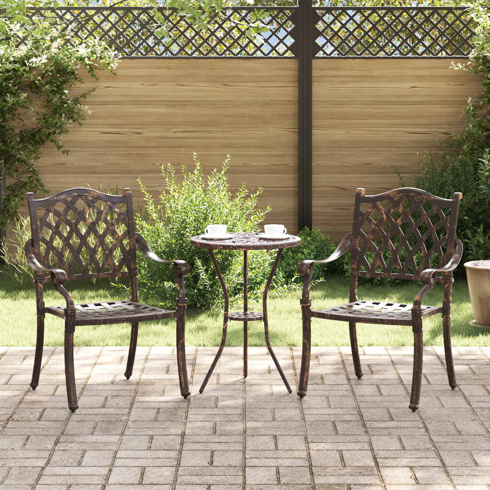 Set de 2 scaune de grădină  din aluminiu bronzat GartenMobel Dekor