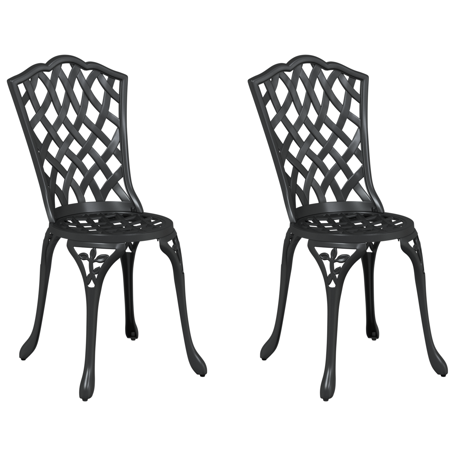 Scaune de grădină 2 buc Negru Aluminiu turnat GartenMobel Dekor