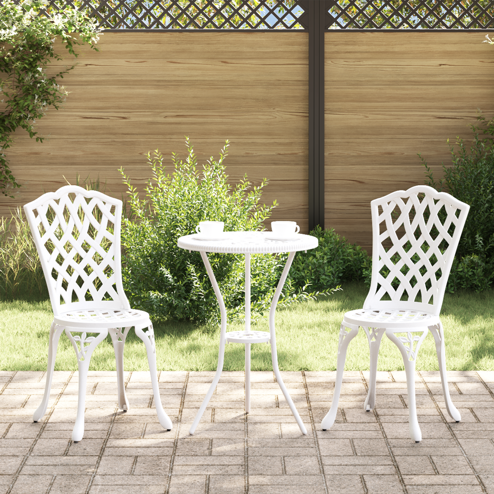 Scaune de grădină  2 buc Alb Aluminiu turnat GartenMobel Dekor