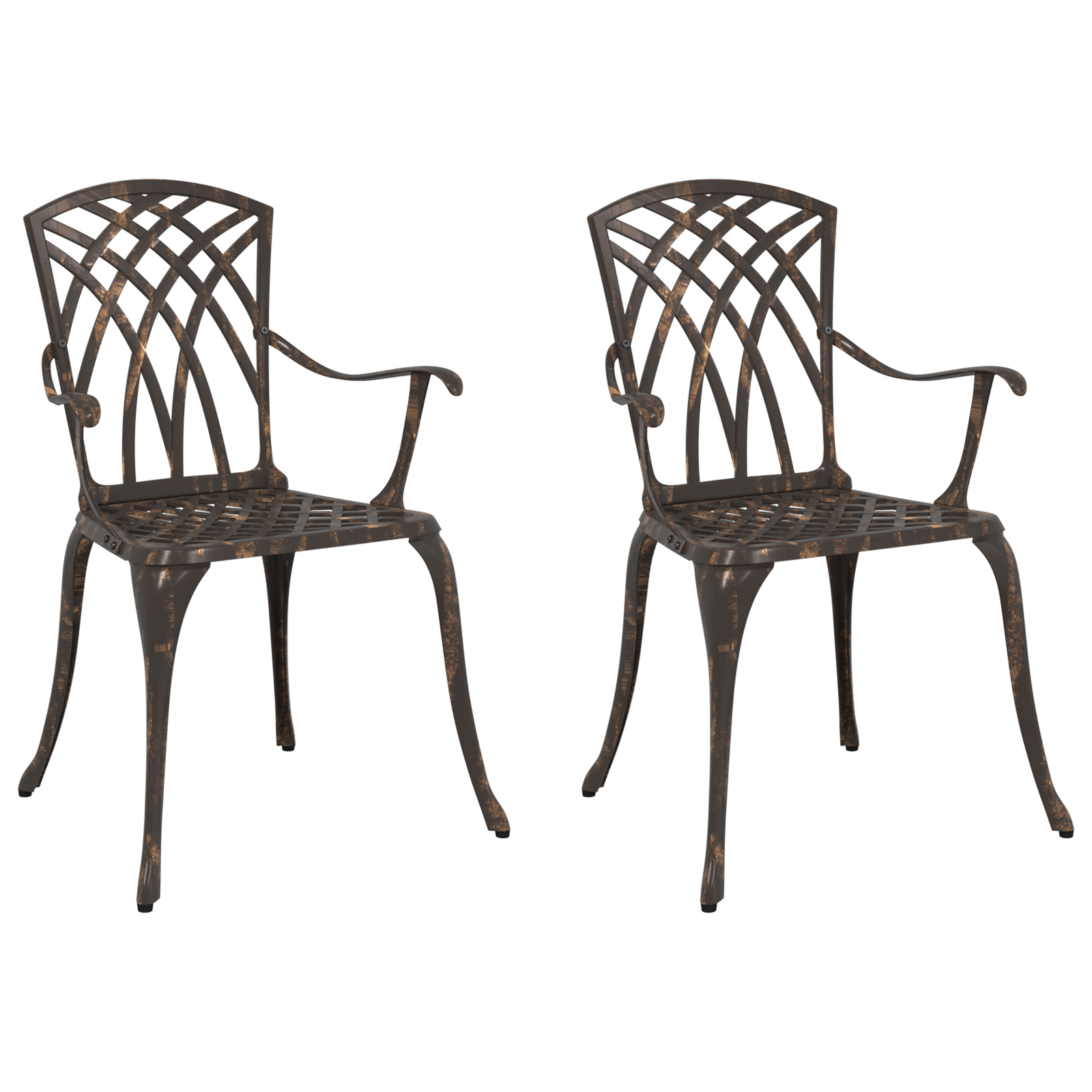 Set de 2 scaune de grădină din aluminiu turnat, bronz GartenMobel Dekor