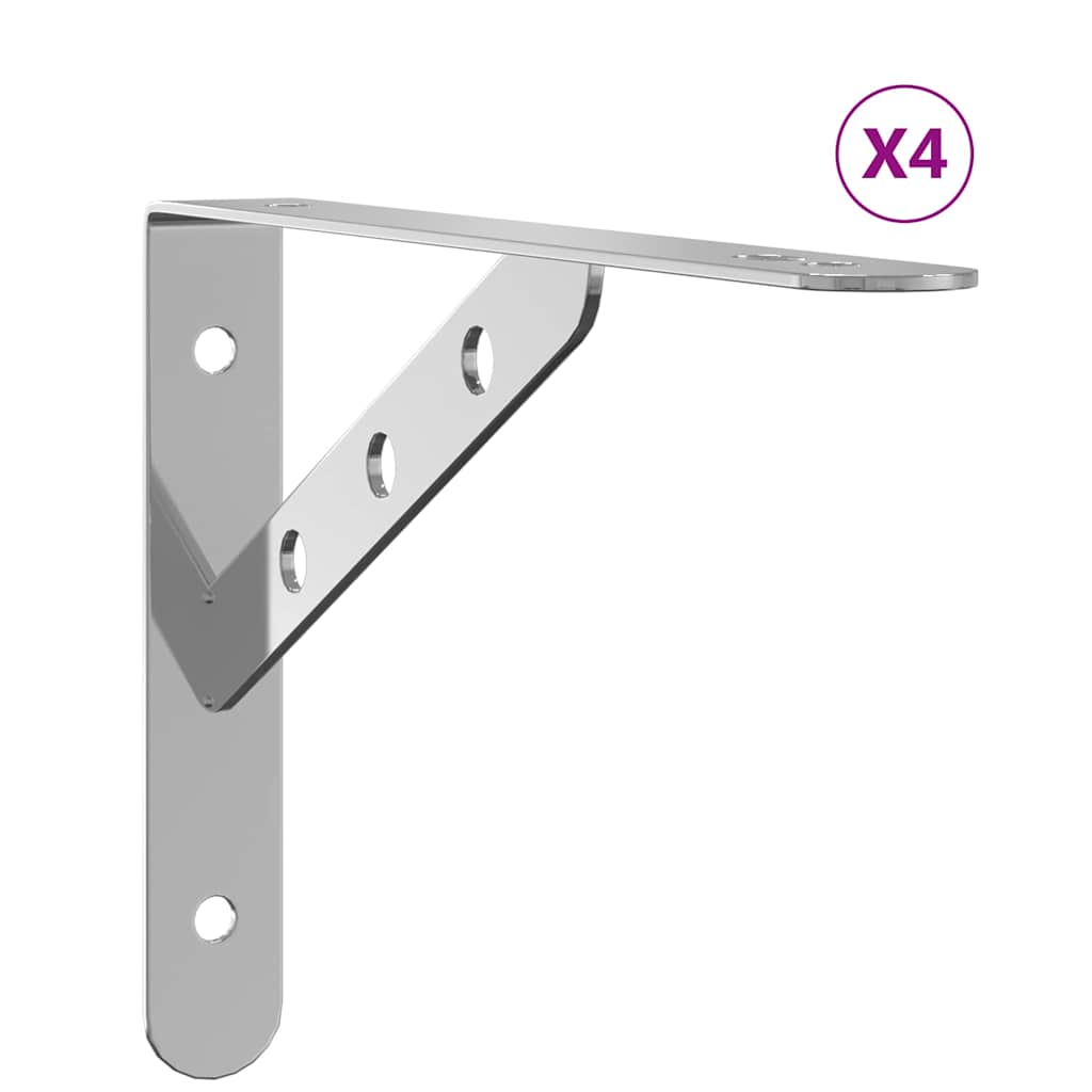 Suporturi rafturi, 4 buc., 23,5x2,5x15,5 cm argintiu oțel inox. GartenMobel Dekor