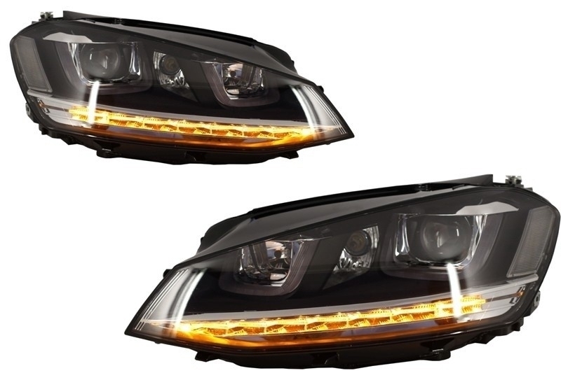 Pachet Exterior cu Faruri LED Semnal Dinamic VW Golf 7 VII (11/2012-07/2017) R Design Performance AutoTuning