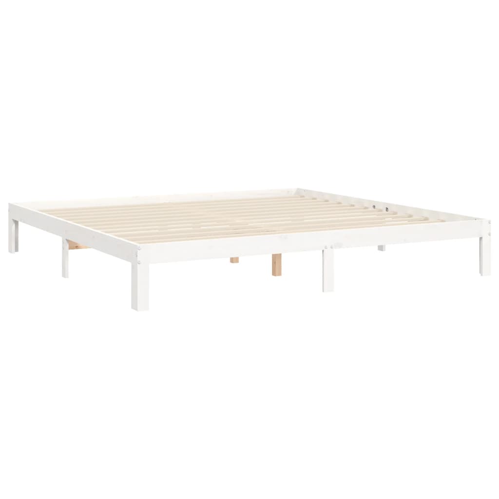 Cadru de pat fără saltea, alb, 200x200 cm, lemn masiv pin GartenMobel Dekor