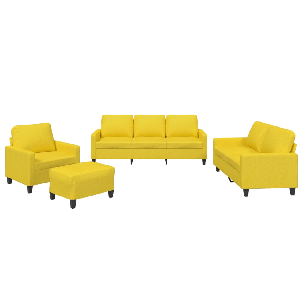 Set de canapele cu perne, 4 piese, galben deschis, textil GartenMobel Dekor