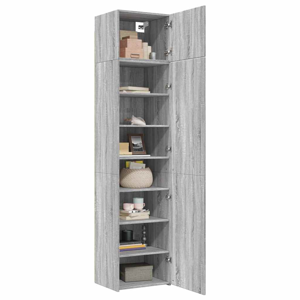 Dulap depozitare slim sonoma gri 50x42,5x225 cm lemn prelucrat GartenMobel Dekor