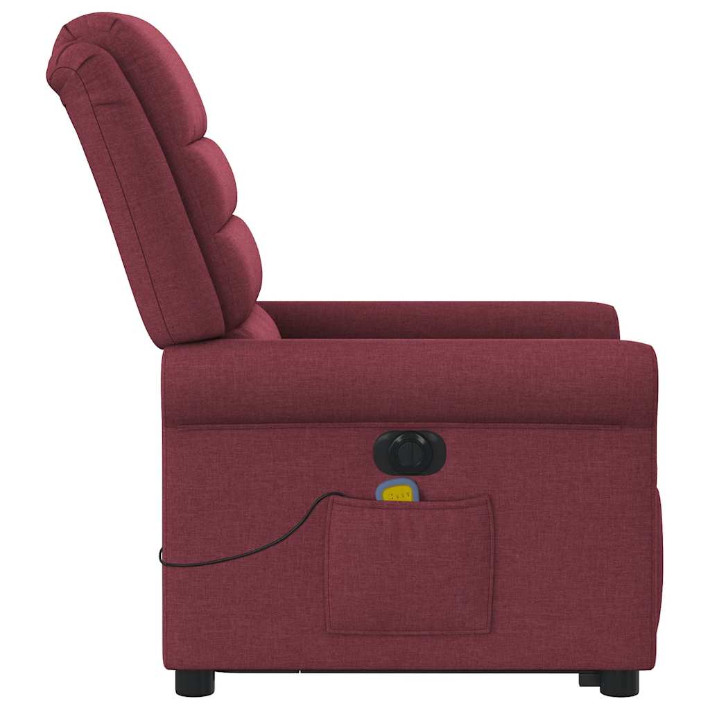 Fotoliu de masaj electric rabatabil cu ridicare roșu vin textil GartenMobel Dekor