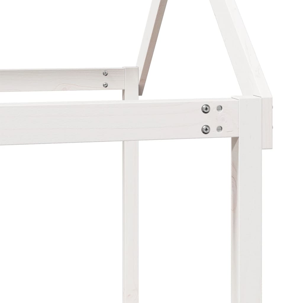 Pat supraetajat cu acoperiș, alb, 90x190 cm, lemn masiv de pin GartenMobel Dekor