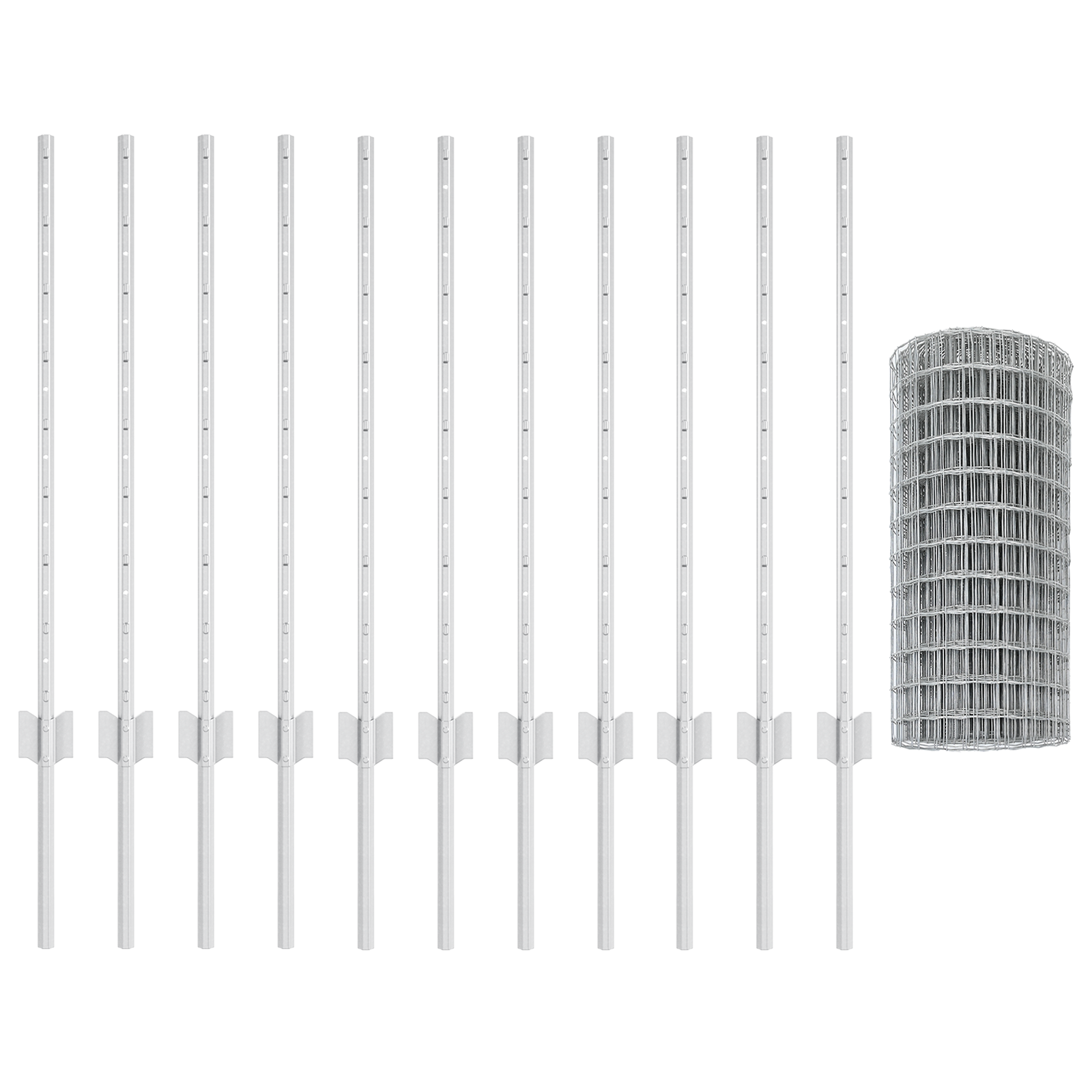 Gard Euro cu 11 Stâlpi Argintii 0,8x25 m Oțel GartenMobel Dekor
