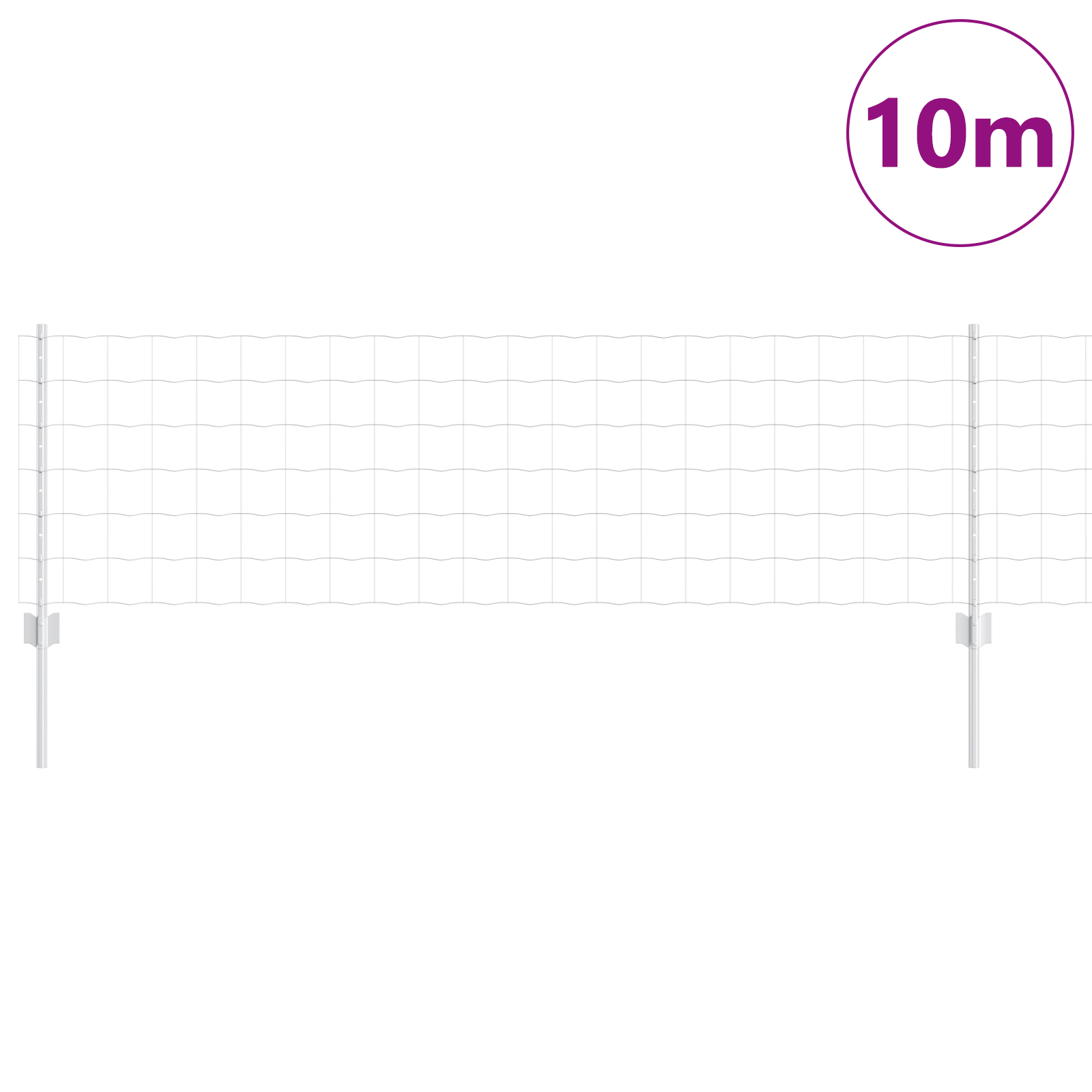 Gard Euro cu 5 Stâlpi U Argintiu 0,6x10 m Oțel GartenMobel Dekor