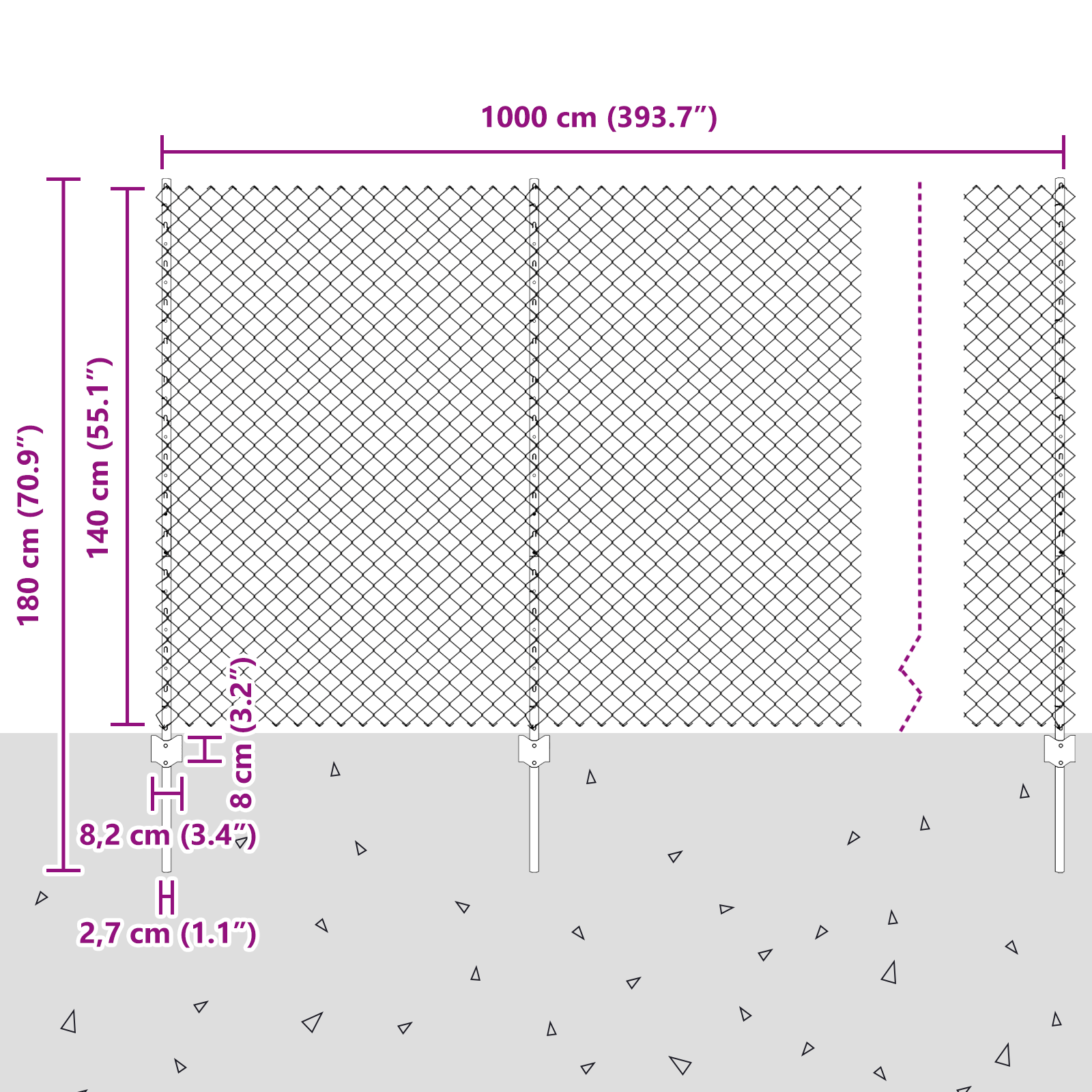 Gard din plasă cu 20 de stâlpi U gri 1.4x10 m oțel GartenMobel Dekor
