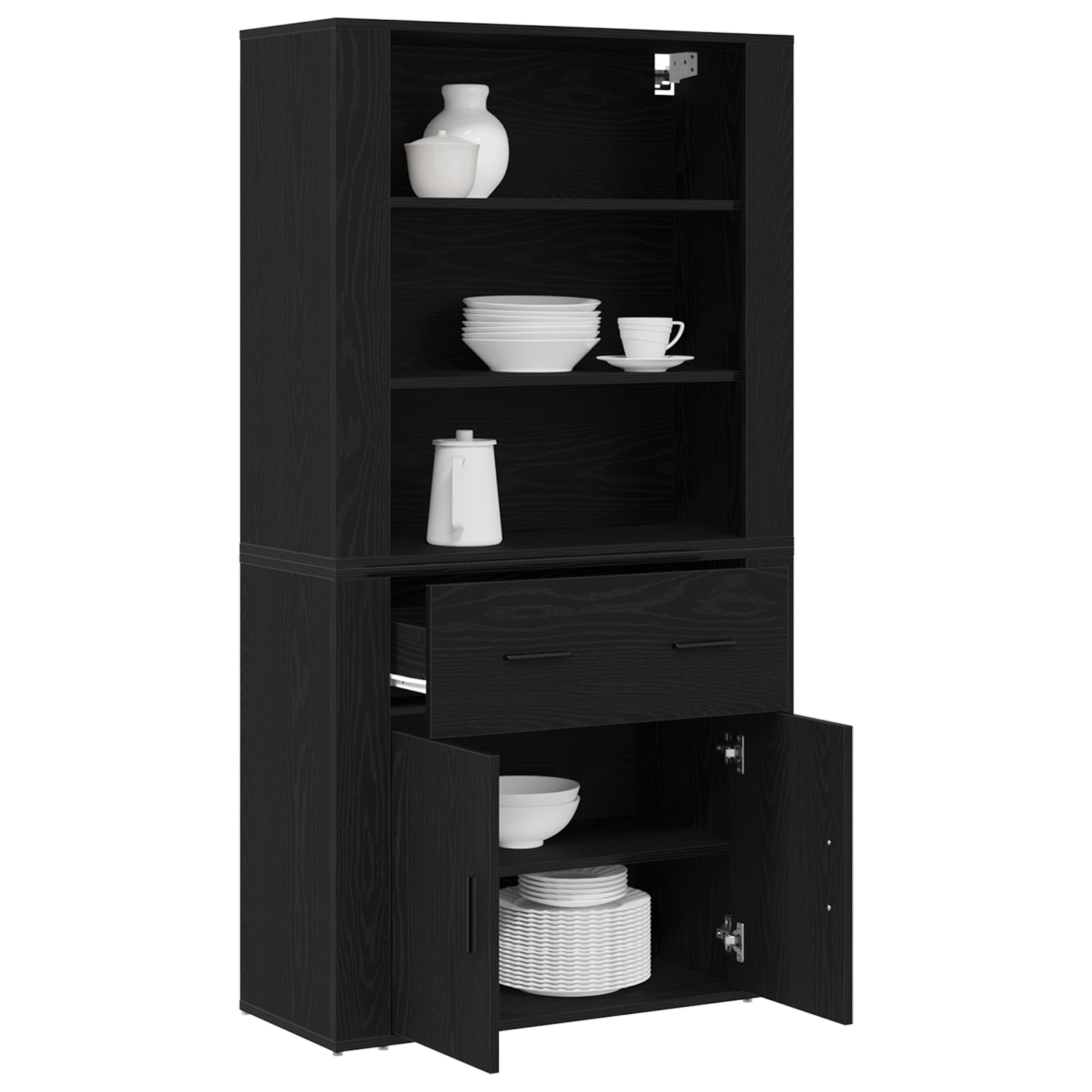 Highboard Stejar Negru Lemn Inginerie GartenMobel Dekor