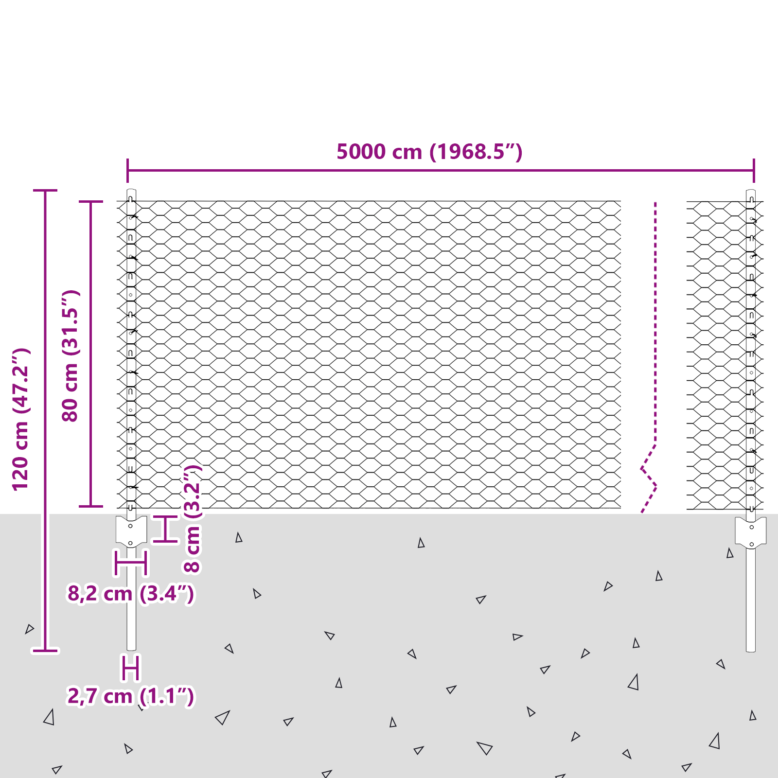 Stâlpi de Gard  11 buc U-Channel Gri 80 cm Oțel, Gard Hexagonal  Gri 0.8x50 m Oțel GartenMobel Dekor