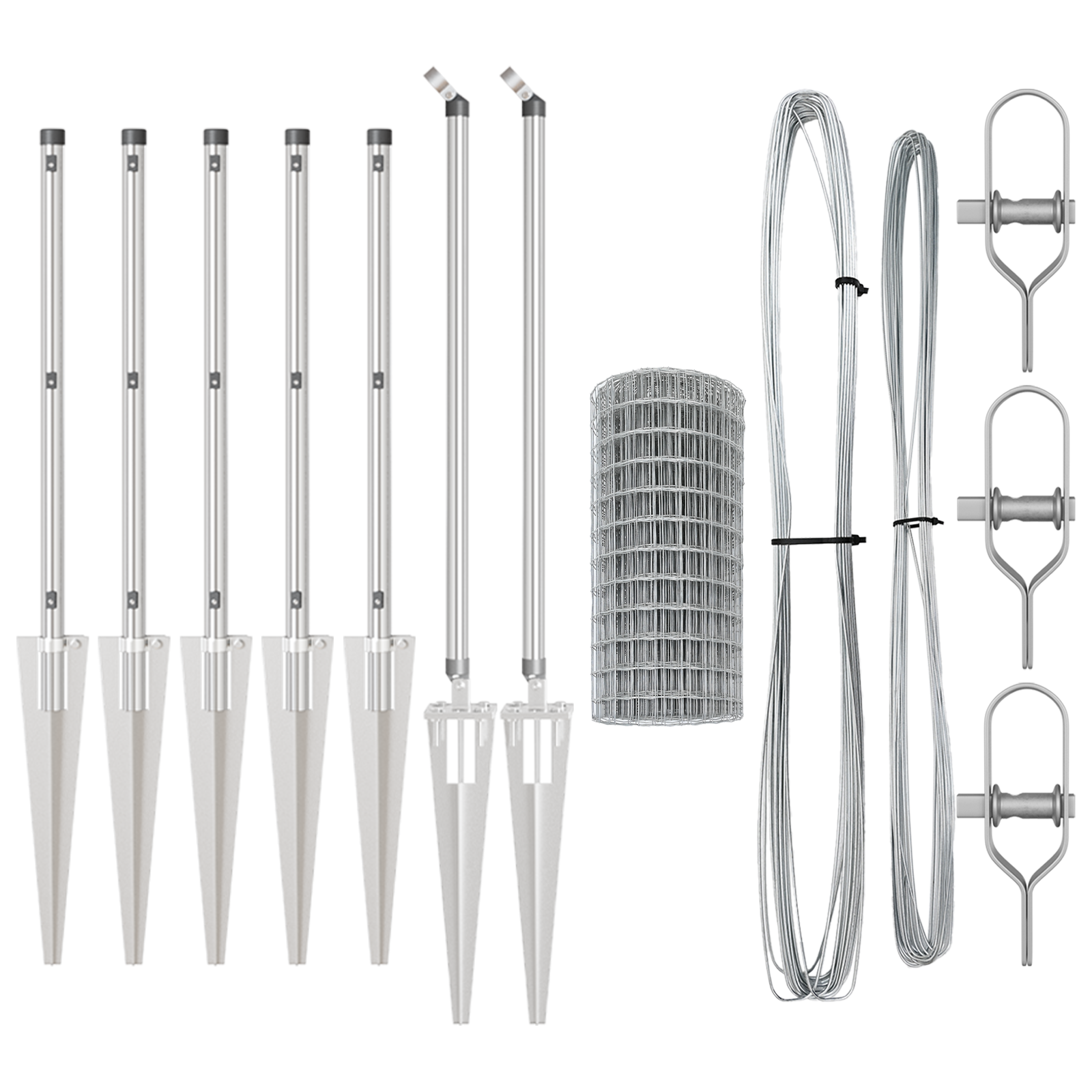 Gard Euro cu 7 stâlpi cu vârf 0.4x10 m Oțel galvanizat GartenMobel Dekor