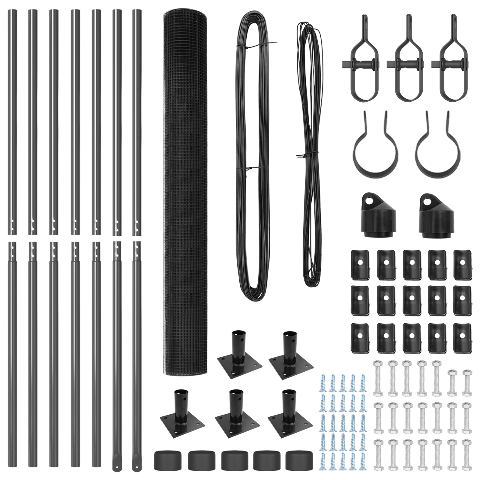 Gard cu plasă sudată cu 7 stâlpi flanșați Gri 1.4 x 10 m Oțel GartenMobel Dekor