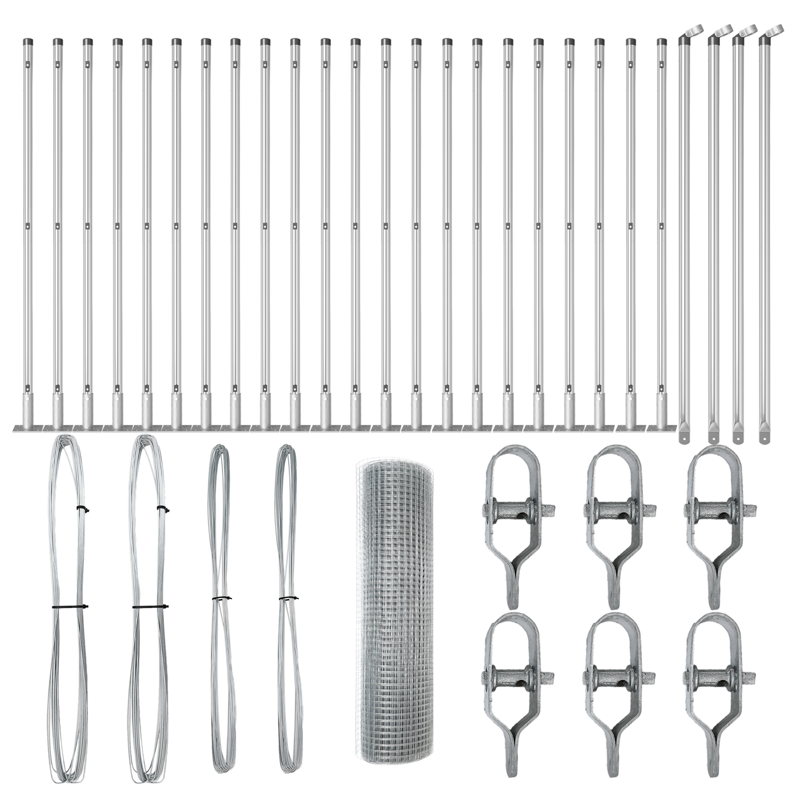 Gard din sârmă sudată cu 13 stâlpi cu flanșă 0.4x50 m oțel galvanizat GartenMobel Dekor