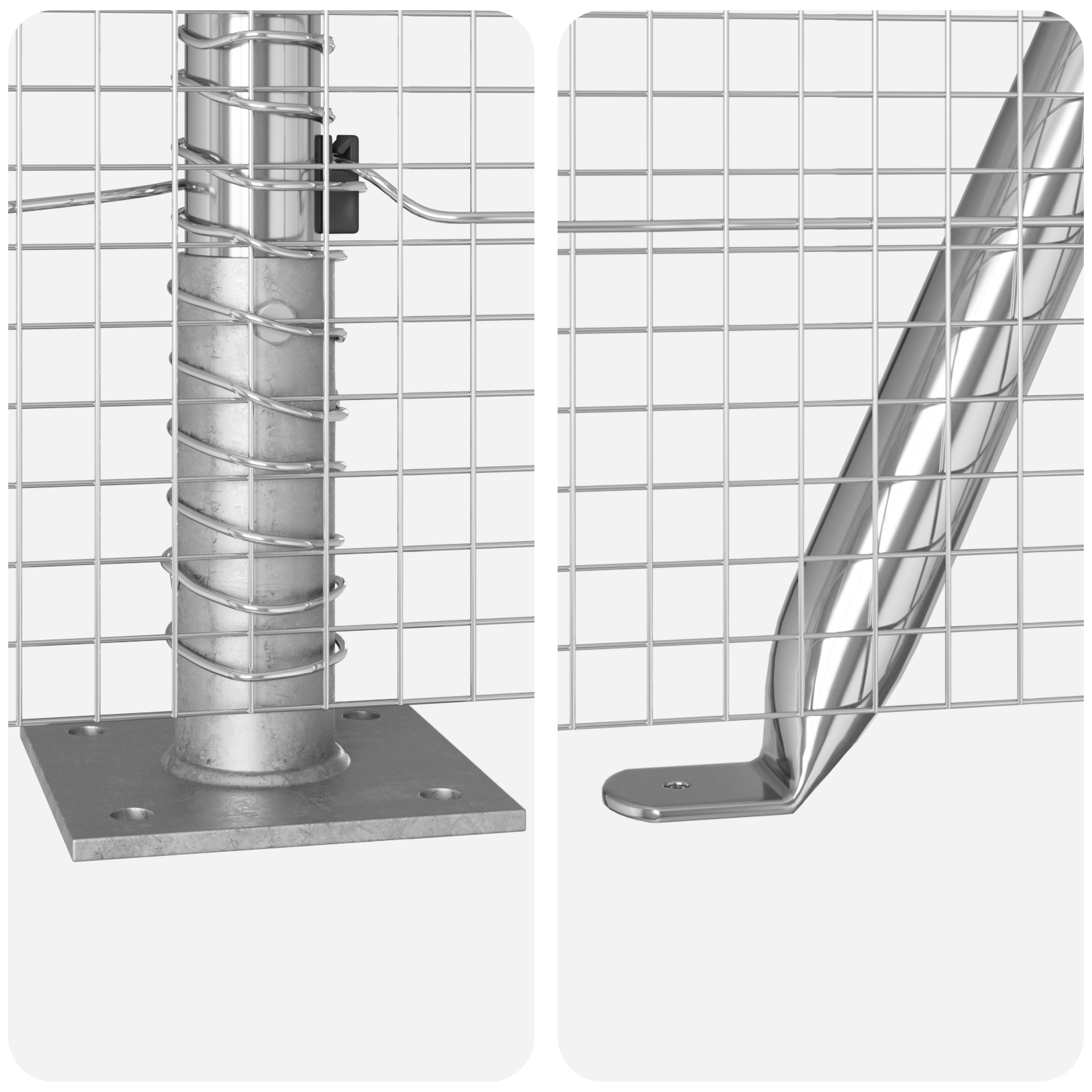 Gard din sârmă sudată cu 13 stâlpi cu flanșă 0.4x50 m oțel galvanizat GartenMobel Dekor