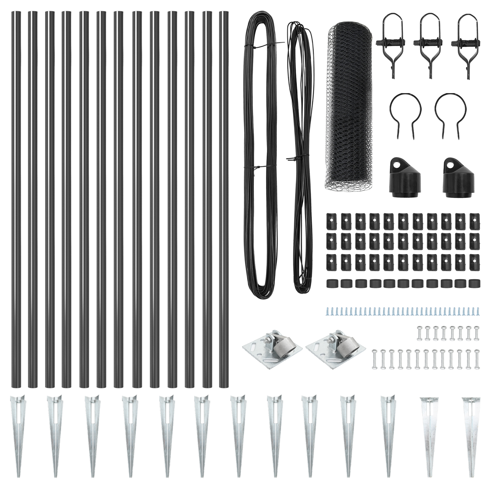 Gard Hexagonal  Gri 0.6x25 m Oțel, Stâlpi Gard  cu Ancorare în Pământ 13 buc Ø32 mm 80 cm Oțel Galvanizat GartenMobel Dekor